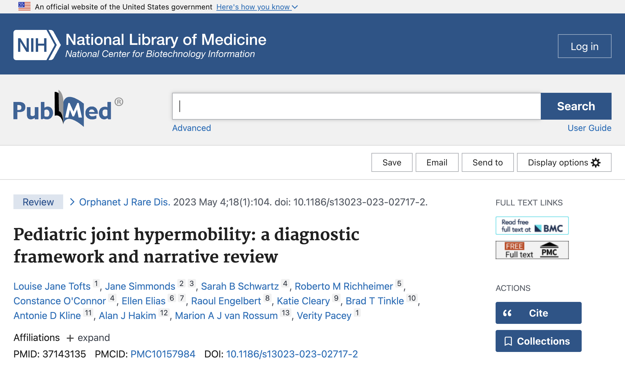 Pediatric joint hypermobility: a diagnostic framework and narrative review.