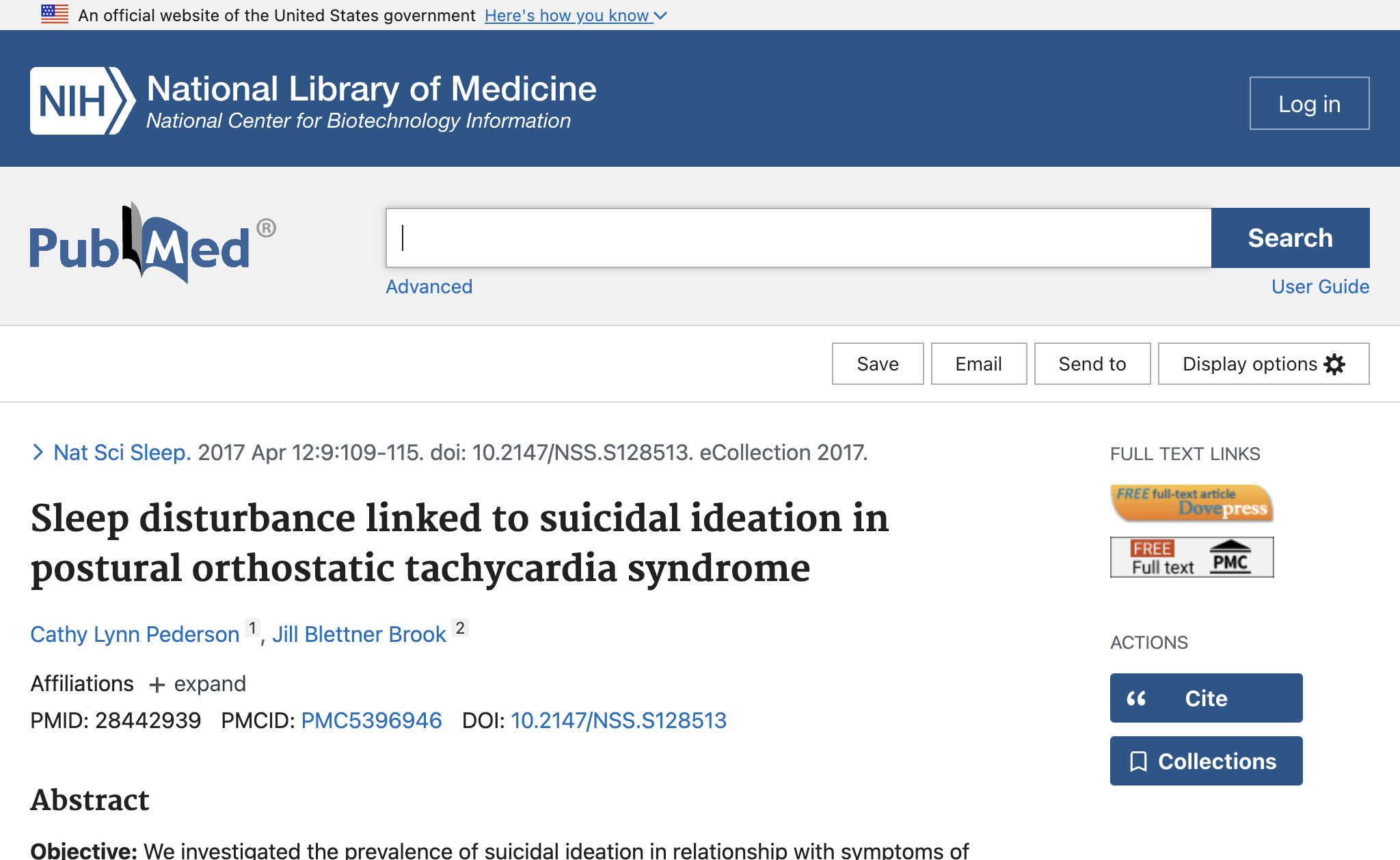 Sleep disturbance linked to suicidal ideation in postural orthostatic tachycardia syndrome.