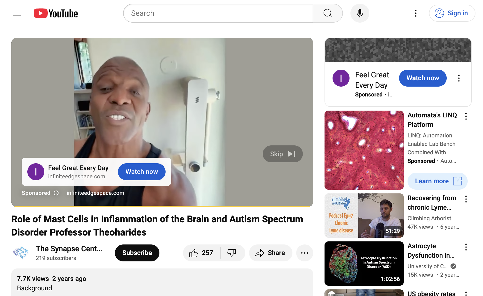 Role of Mast Cells in Inflammation of the Brain and Autism Spectrum Disorder   Professor Theoharides