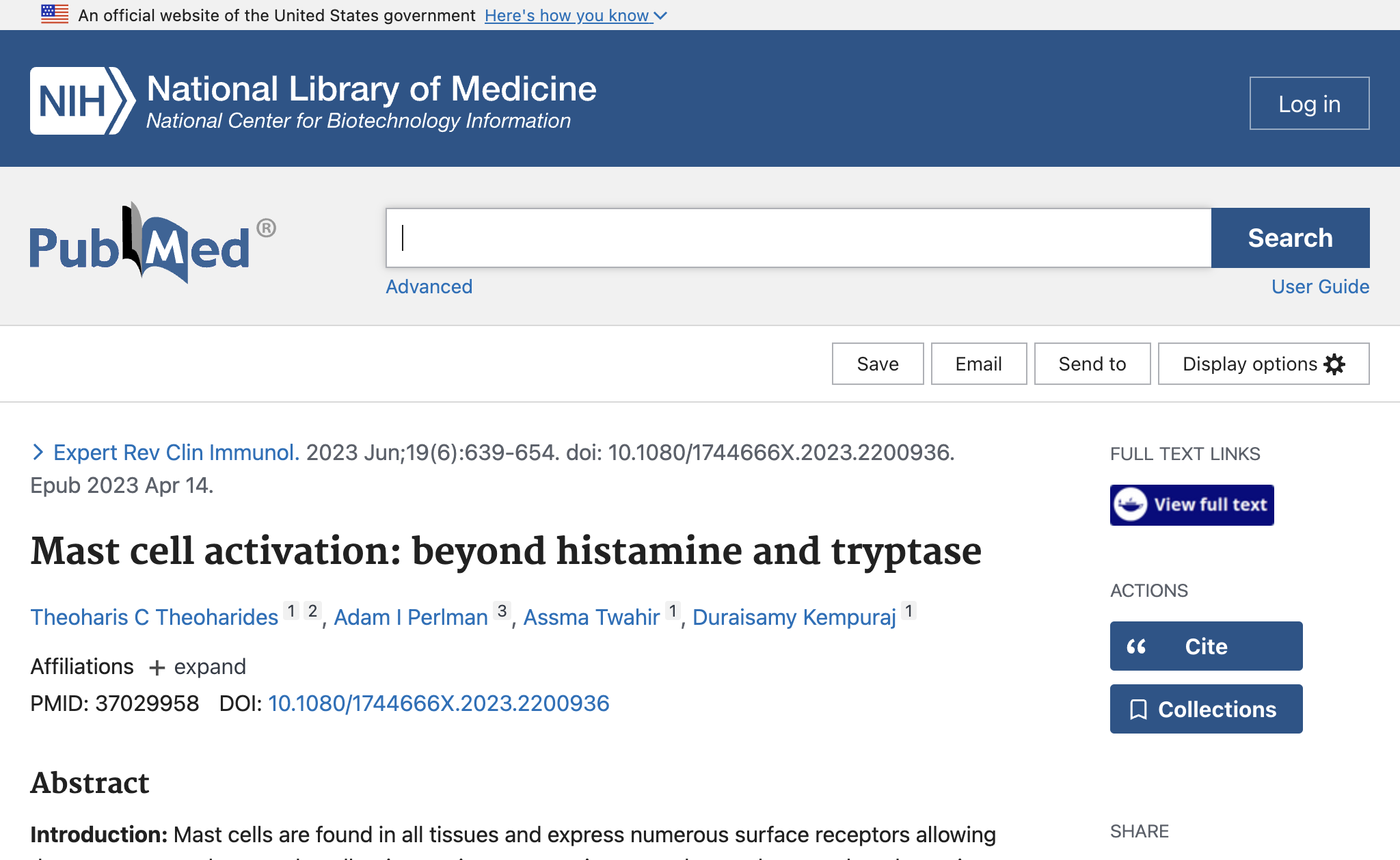 Mast cell activation: beyond histamine and tryptase.