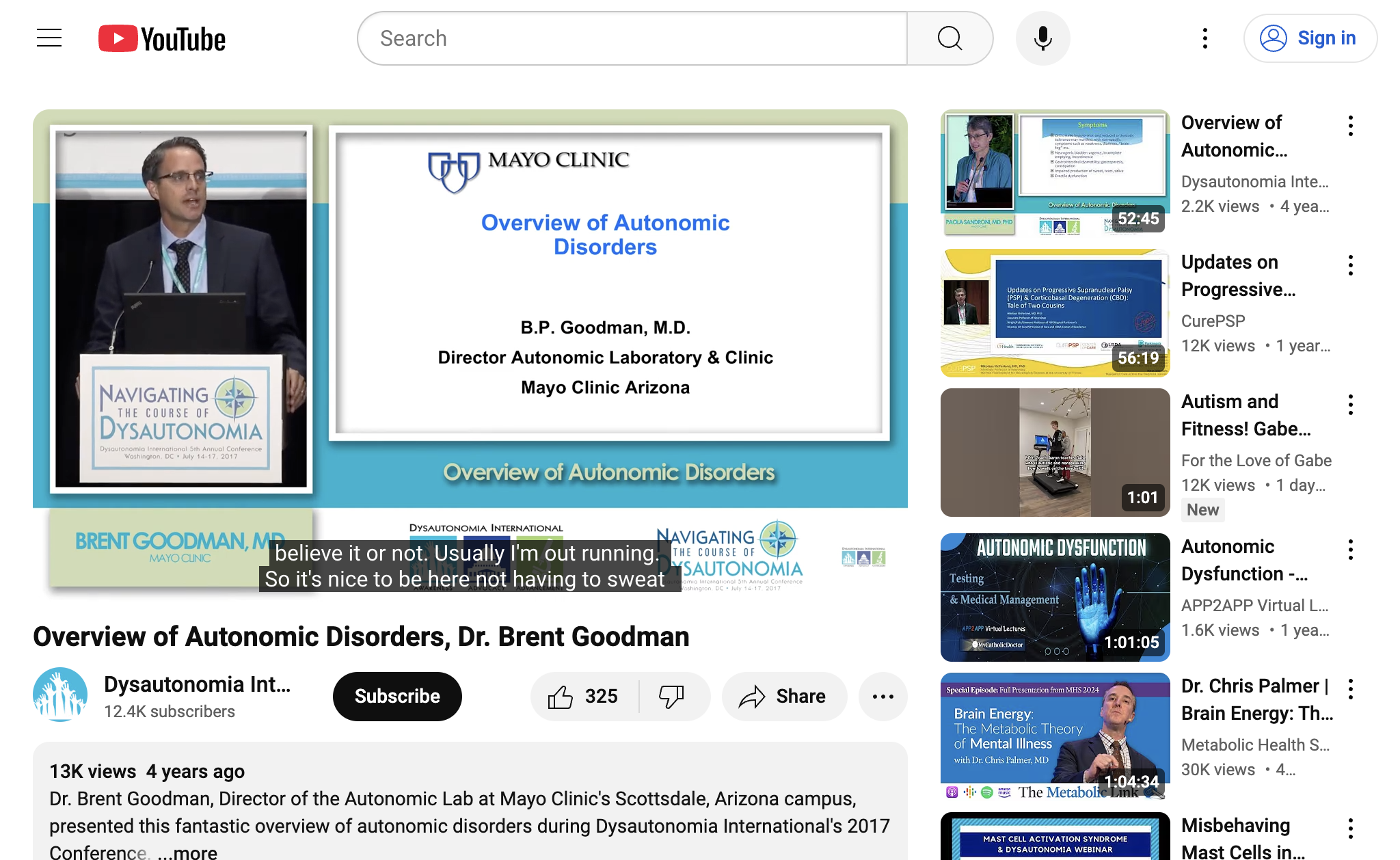 Overview of Autonomic Disorders, Dr. Brent Goodman