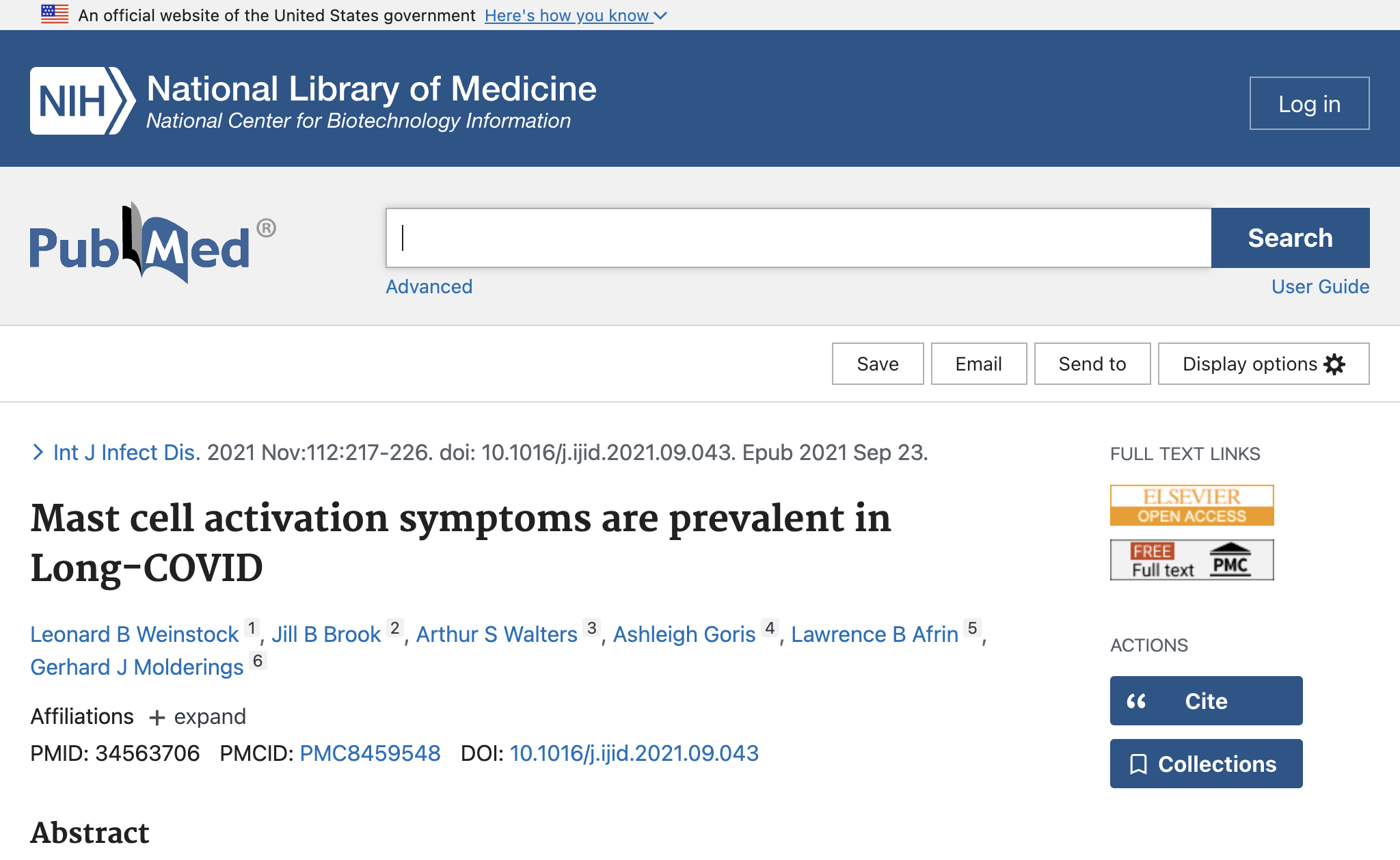 Mast cell activation symptoms are prevalent in Long-COVID.
