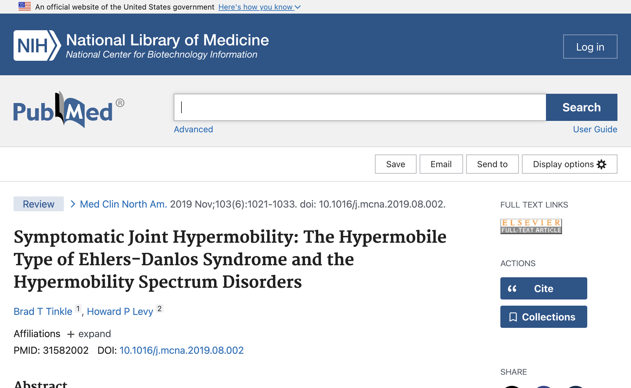 Symptomatic Joint Hypermobility: The Hypermobile Type of Ehlers-Danlos Syndrome and the Hypermobility Spectrum Disorders.