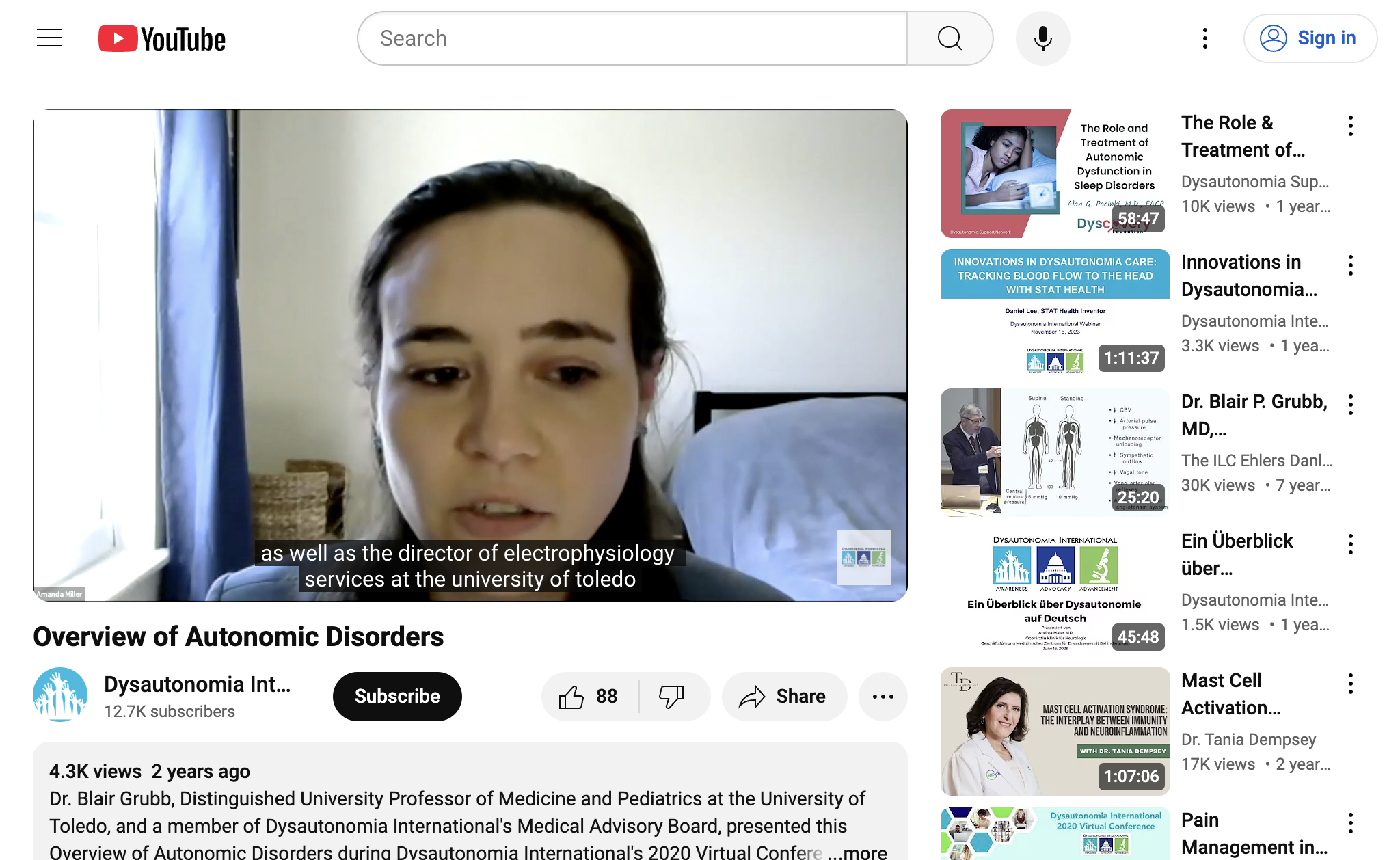 Overview of Autonomic Disorders