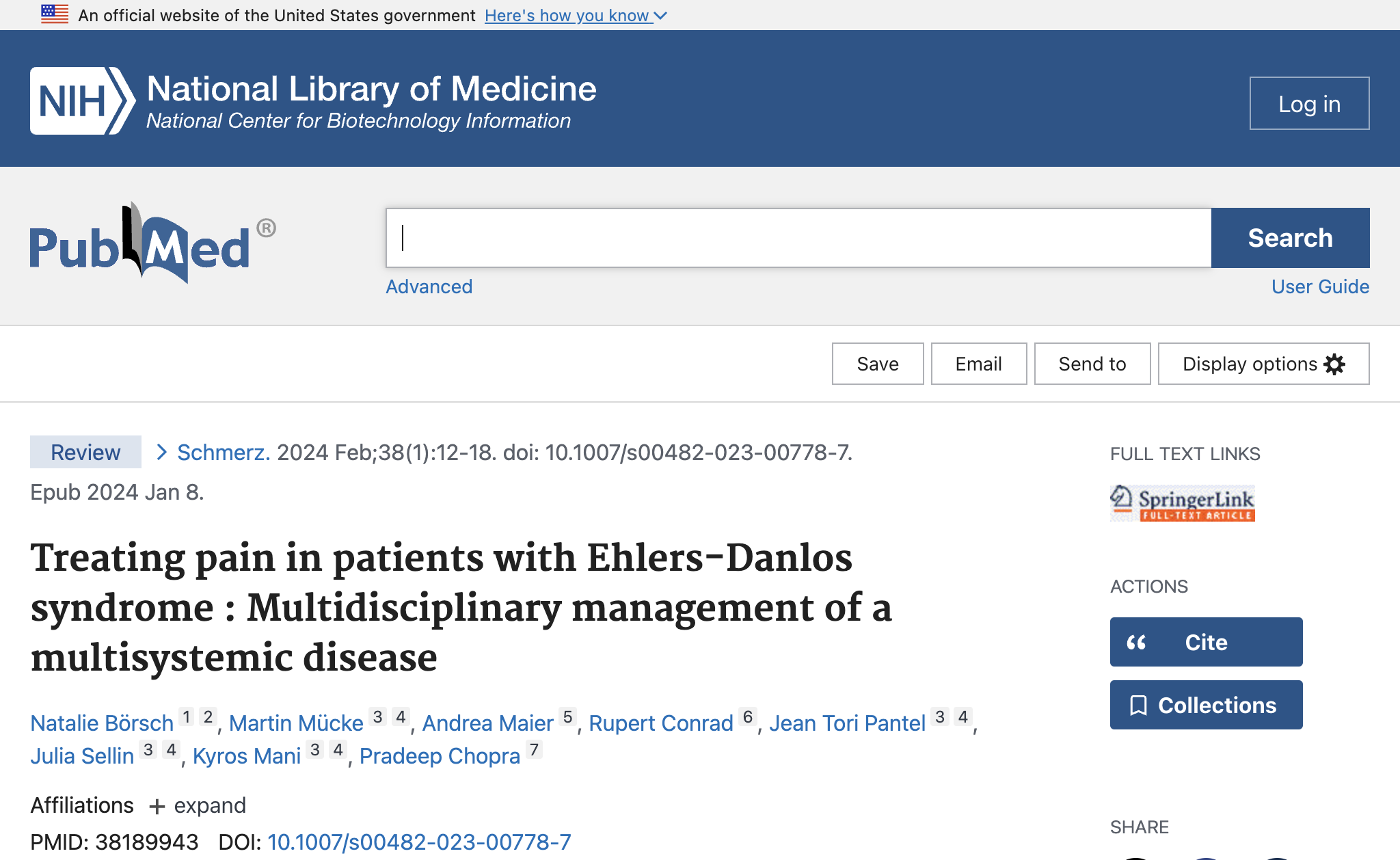 Treating pain in patients with Ehlers-Danlos syndrome : Multidisciplinary management of a multisystemic disease.
