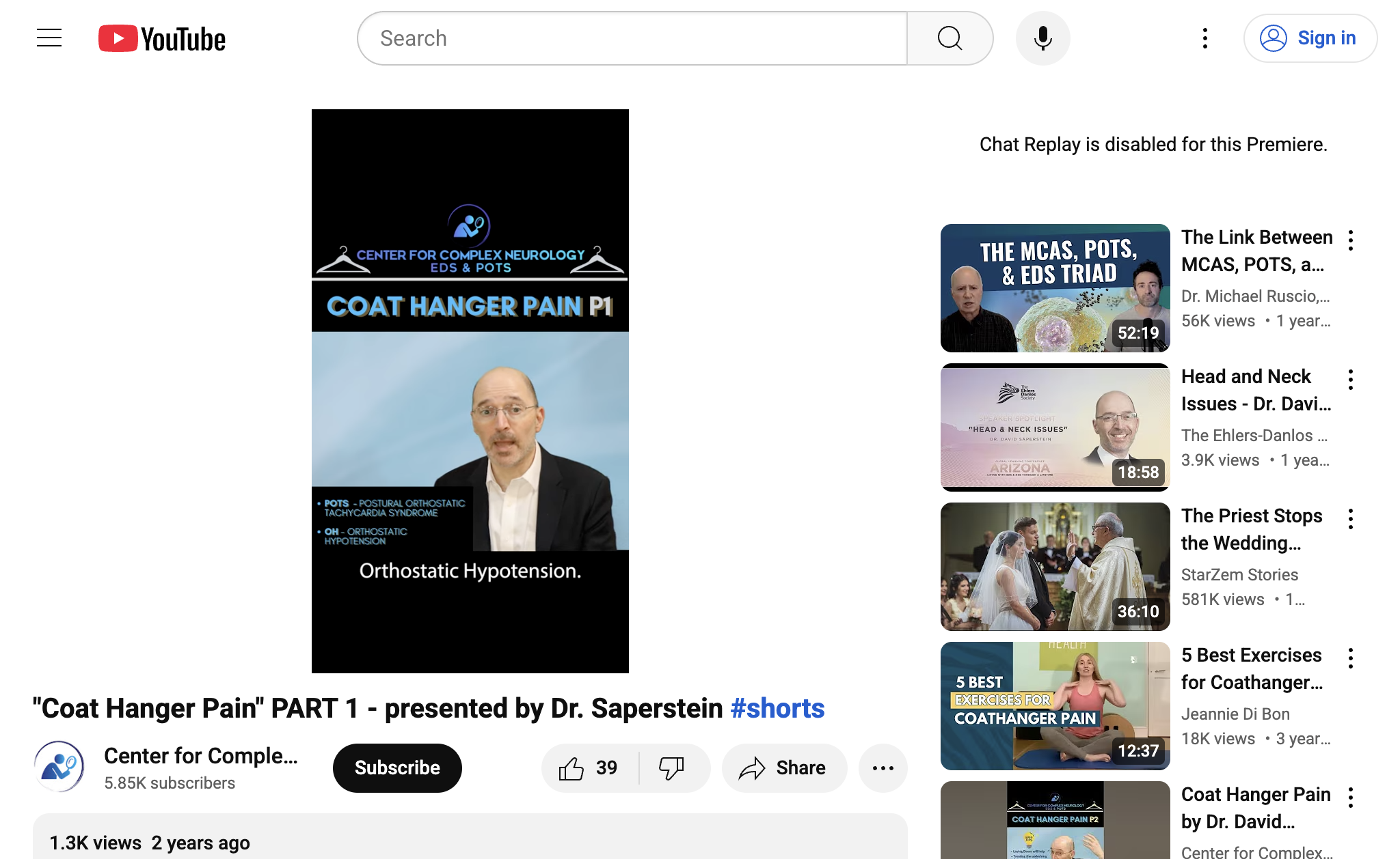 "Coat Hanger Pain" PART 1  - presented by Dr. Saperstein #shorts