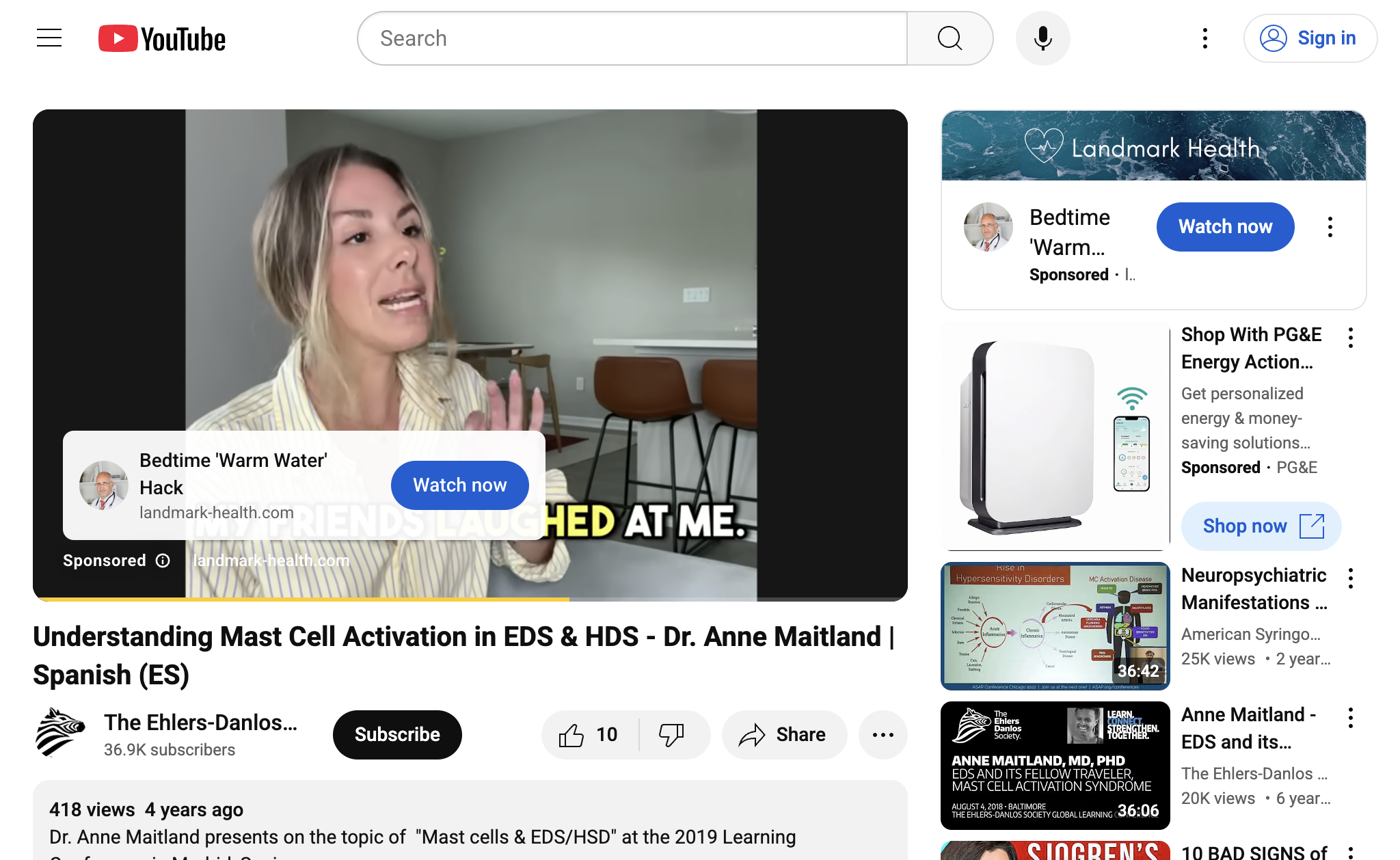 Understanding Mast Cell Activation in EDS & HDS - Dr. Anne Maitland | Spanish (ES)