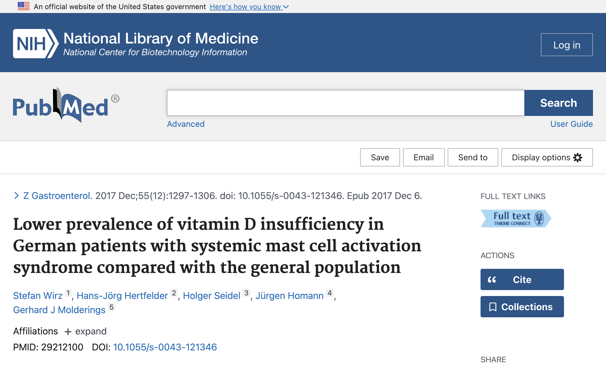 Lower prevalence of vitamin D insufficiency in German patients with systemic mast cell activation syndrome compared with the general population.