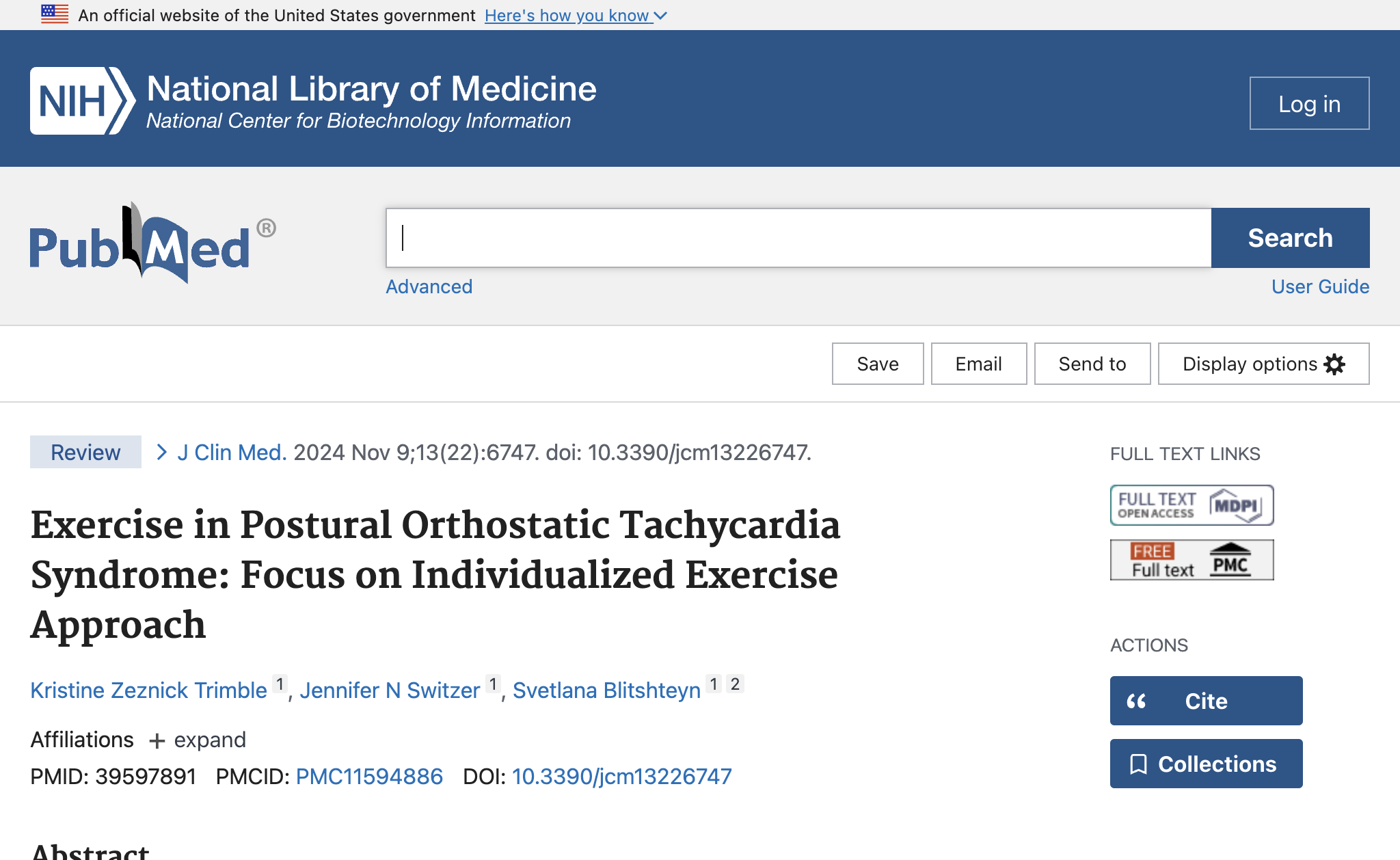 Exercise in Postural Orthostatic Tachycardia Syndrome: Focus on Individualized Exercise Approach.