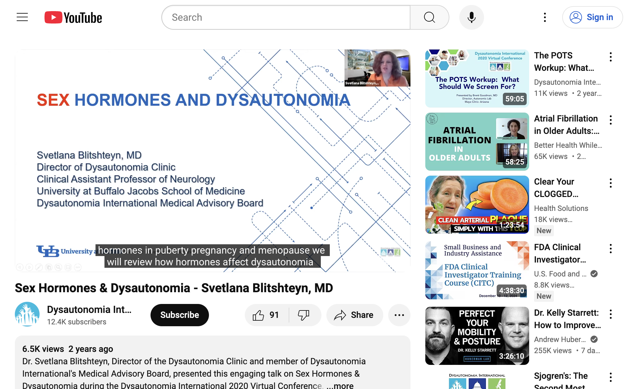 Sex Hormones & Dysautonomia - Svetlana Blitshteyn, MD