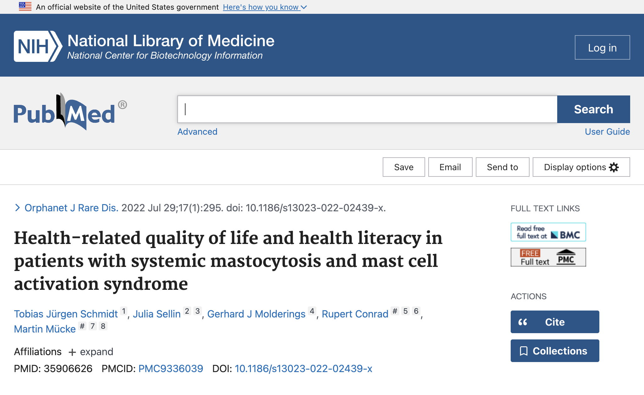 Health-related quality of life and health literacy in patients with systemic mastocytosis and mast cell activation syndrome.