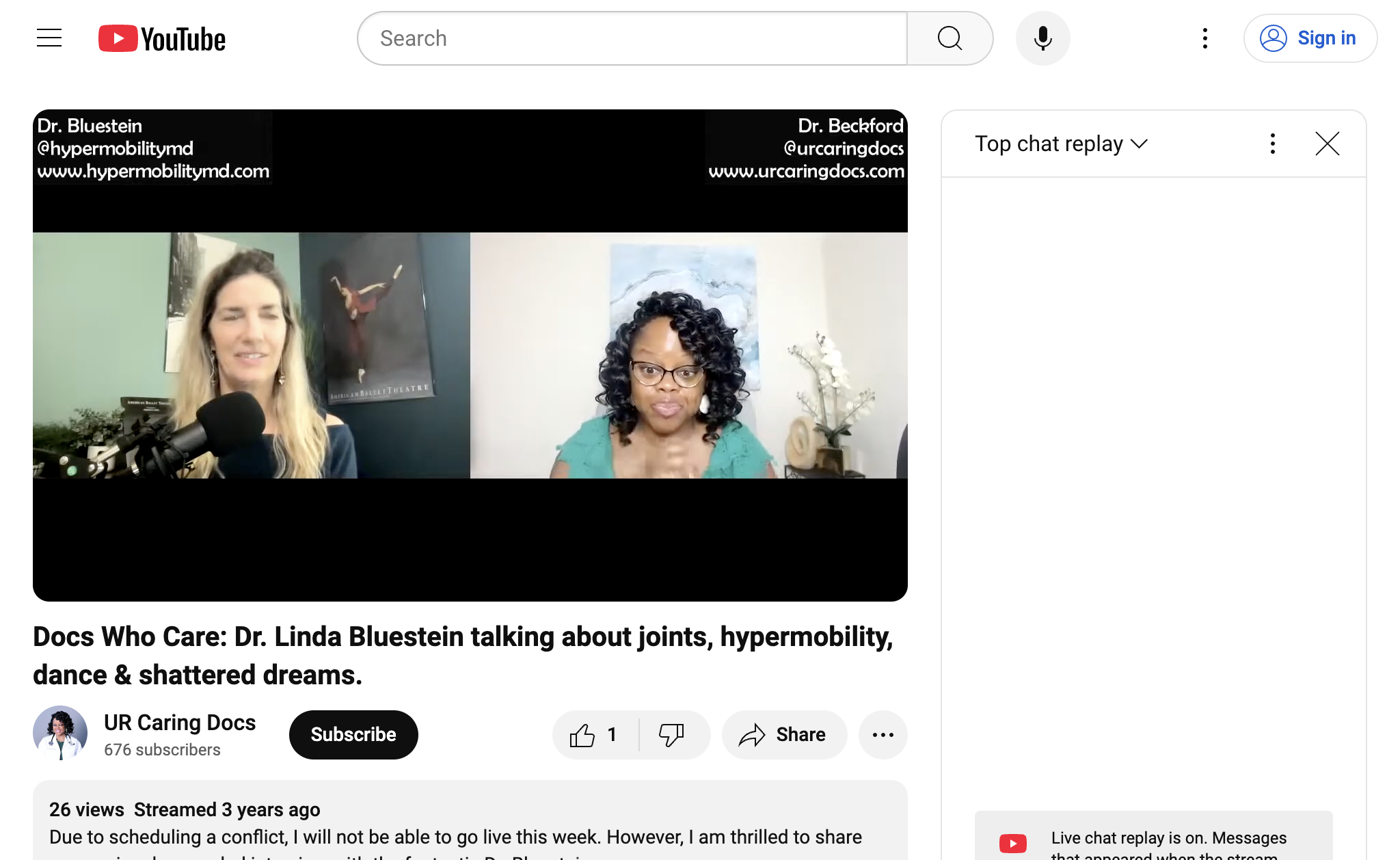 Docs Who Care: Dr. Linda Bluestein talking about joints, hypermobility, dance & shattered dreams.
