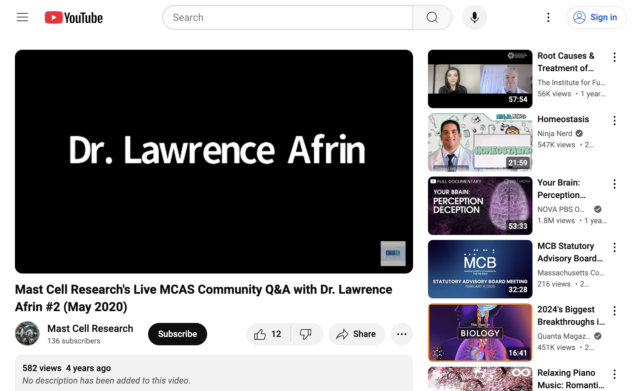Mast Cell Research's Live MCAS Community Q&A with Dr. Lawrence Afrin #2 (May 2020)