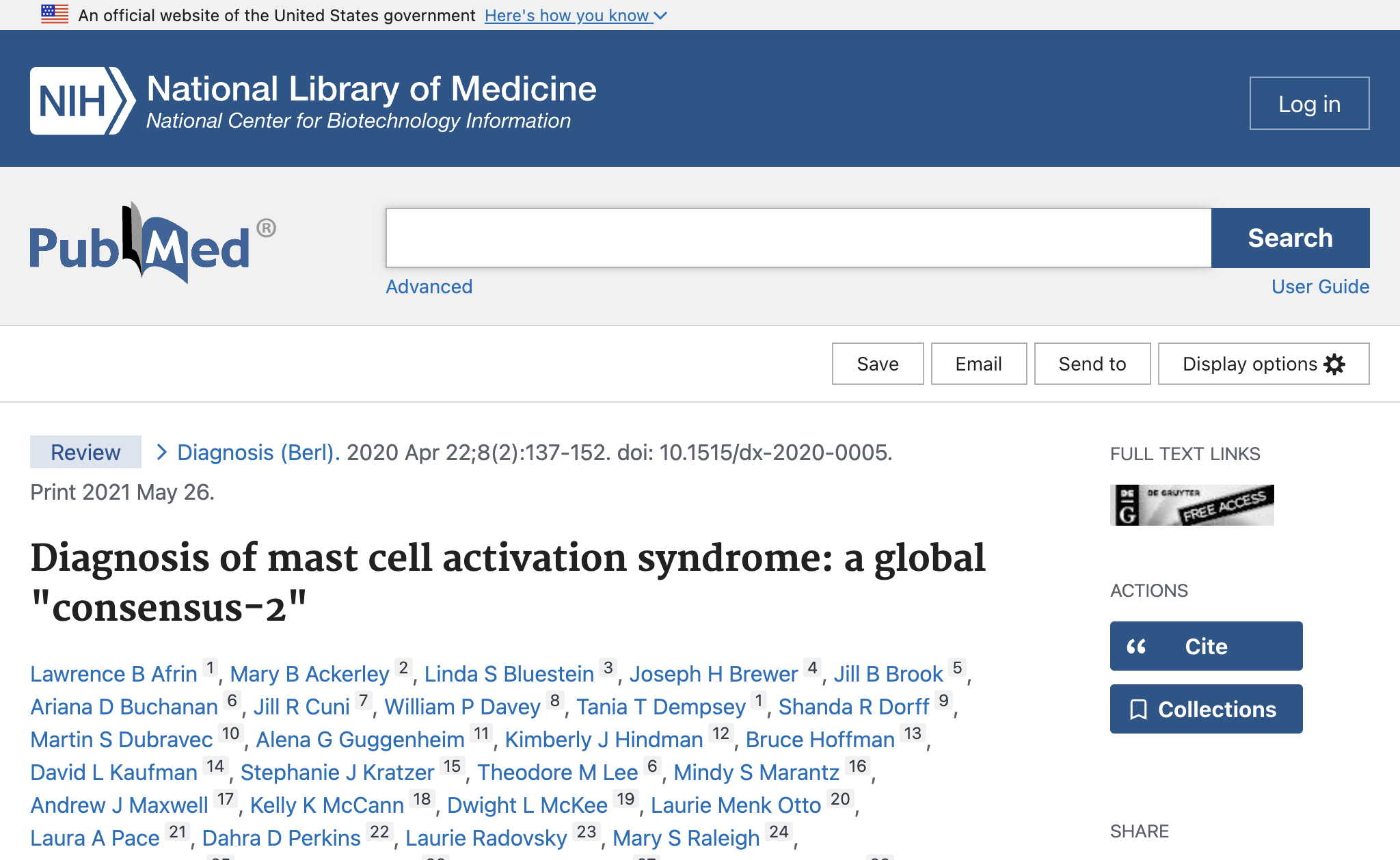 Diagnosis of mast cell activation syndrome: a global 