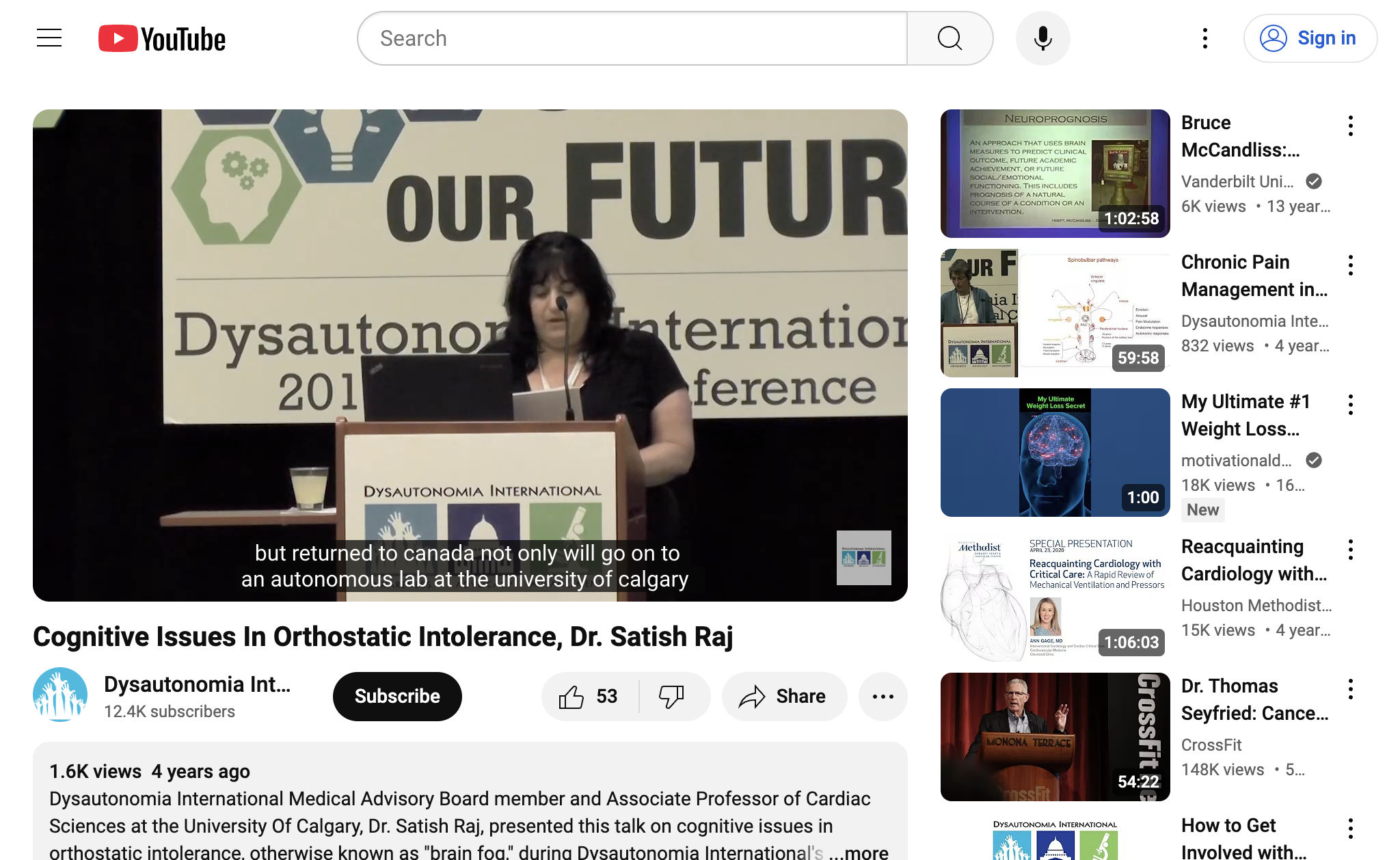 Cognitive Issues In Orthostatic Intolerance, Dr. Satish Raj