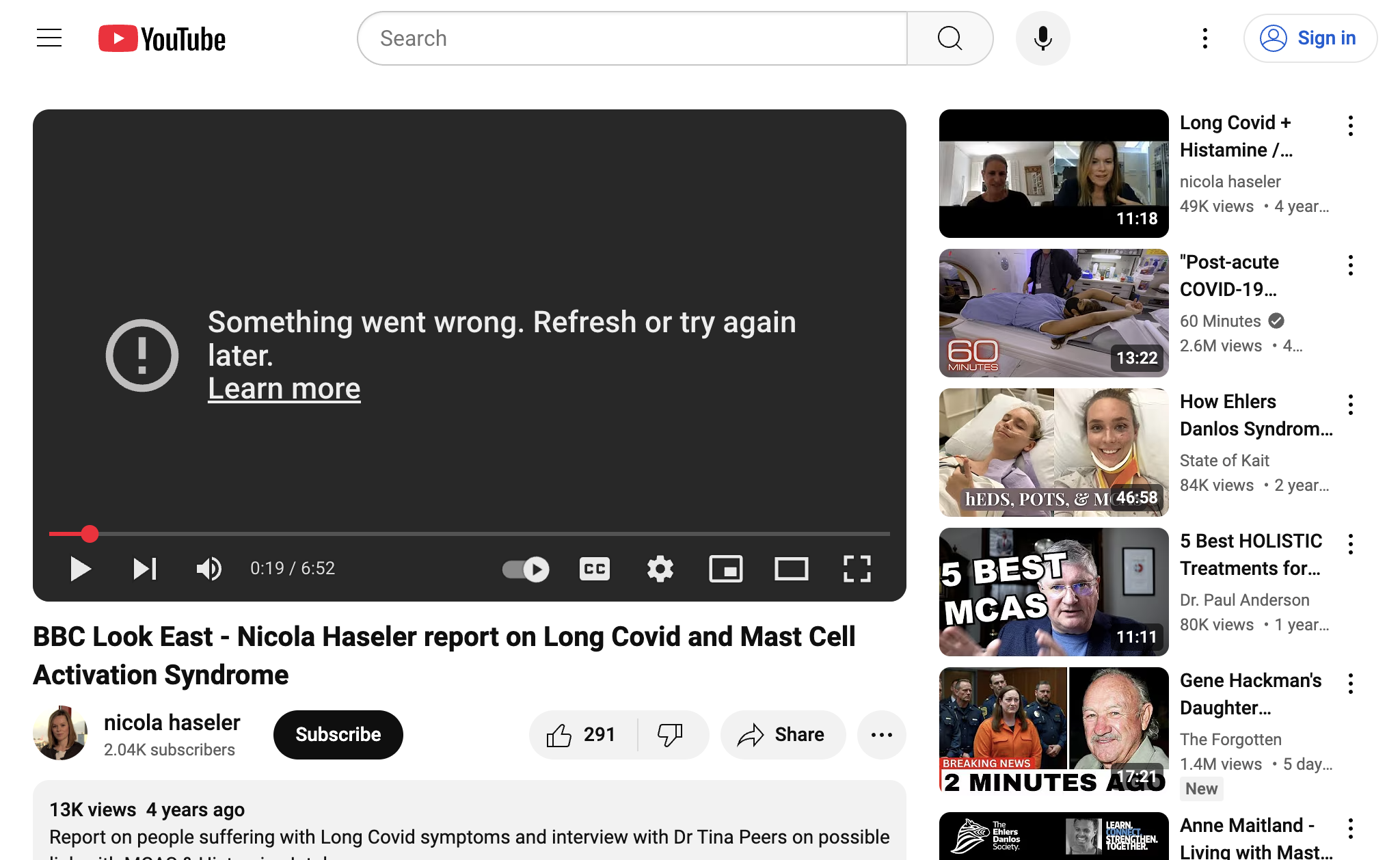 BBC Look East - Nicola Haseler report on Long Covid and Mast Cell Activation Syndrome