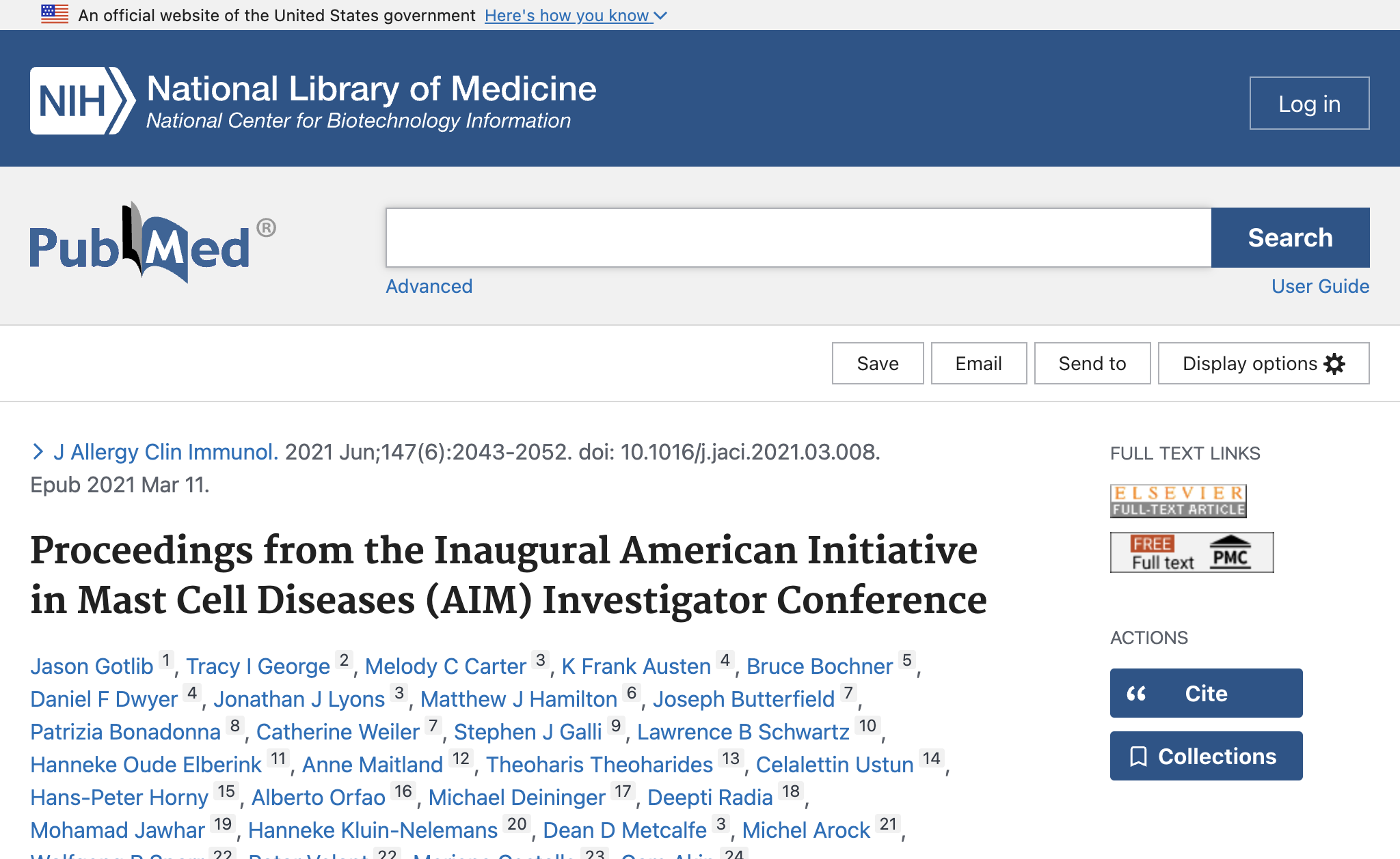 Proceedings from the Inaugural American Initiative in Mast Cell Diseases (AIM) Investigator Conference.