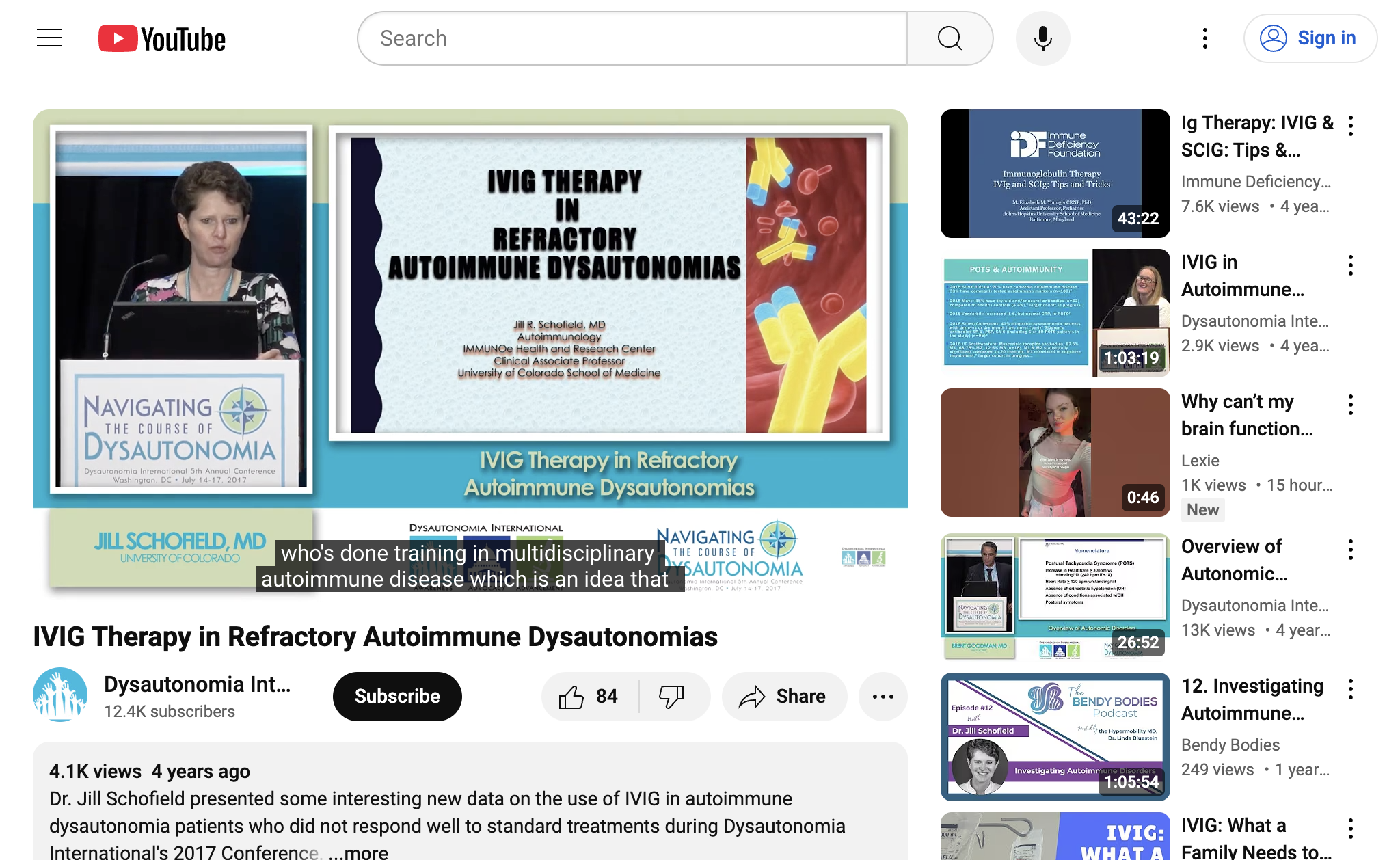 IVIG Therapy in Refractory Autoimmune Dysautonomias