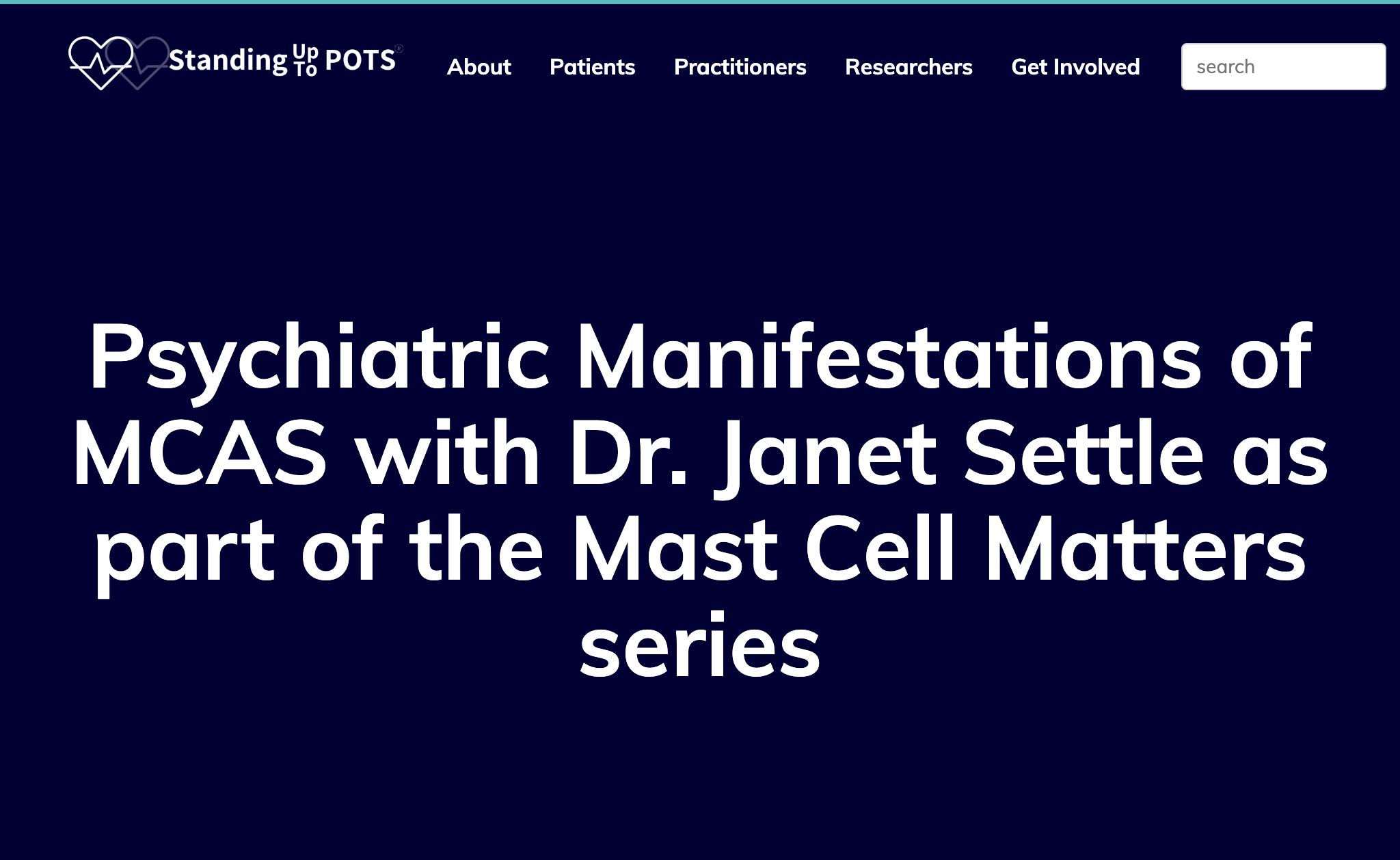Psychiatric Manifestations of MCAS with Dr. Janet Settle as part of the Mast Cell Matters series