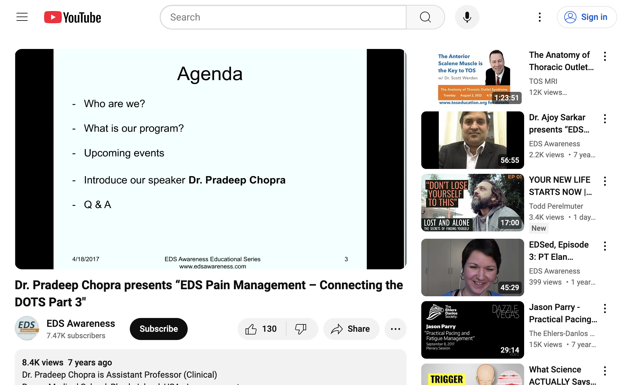 Dr.  Pradeep Chopra presents “EDS Pain Management  – Connecting the DOTS Part 3"