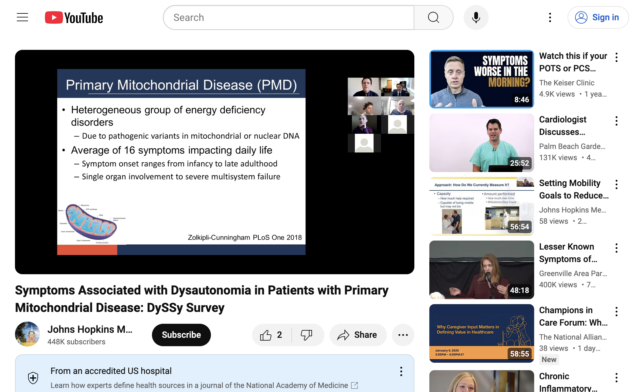 Symptoms Associated with Dysautonomia in Patients with Primary Mitochondrial Disease: DySSy Survey