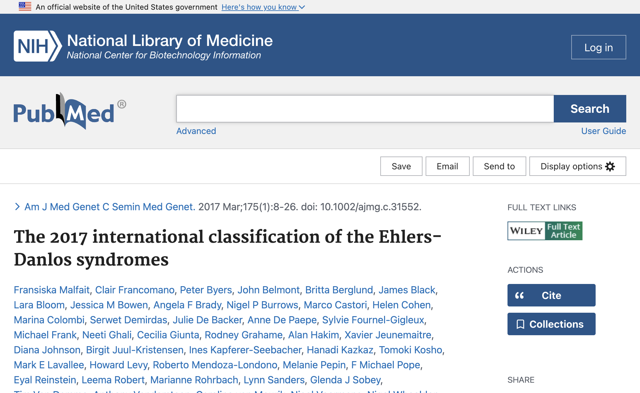The 2017 international classification of the Ehlers-Danlos syndromes.