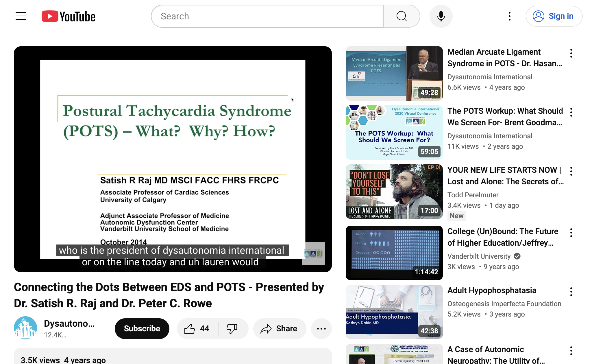 Connecting the Dots Between EDS and POTS - Presented by Dr. Satish R. Raj and Dr. Peter C. Rowe