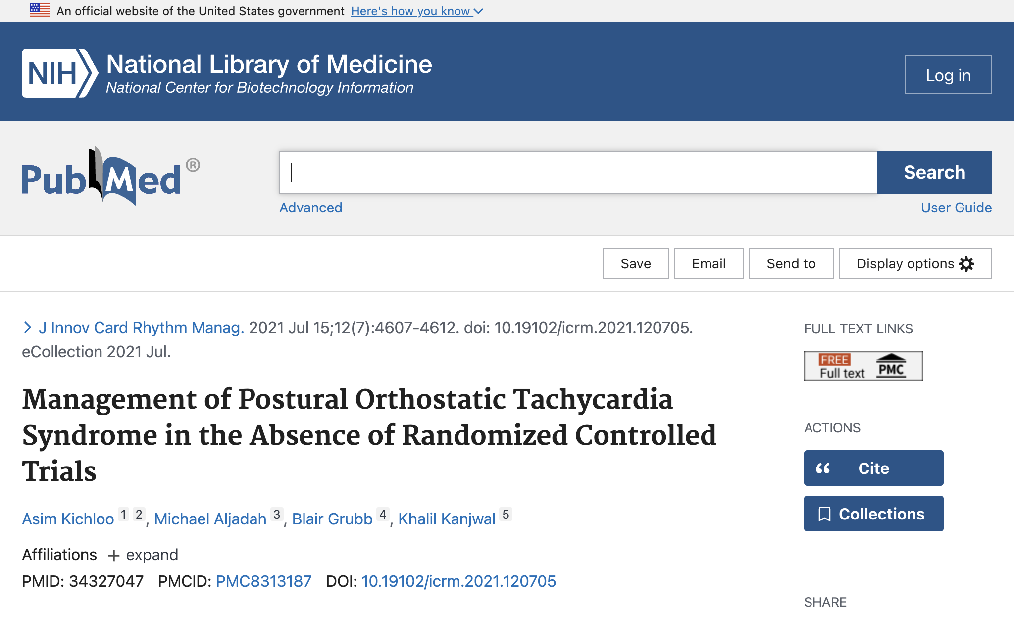 Management of Postural Orthostatic Tachycardia Syndrome in the Absence of Randomized Controlled Trials.
