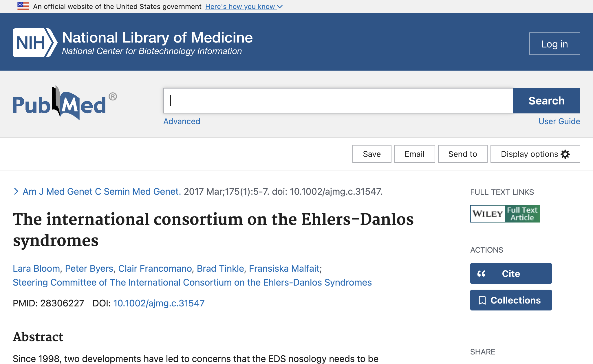 The international consortium on the Ehlers-Danlos syndromes.
