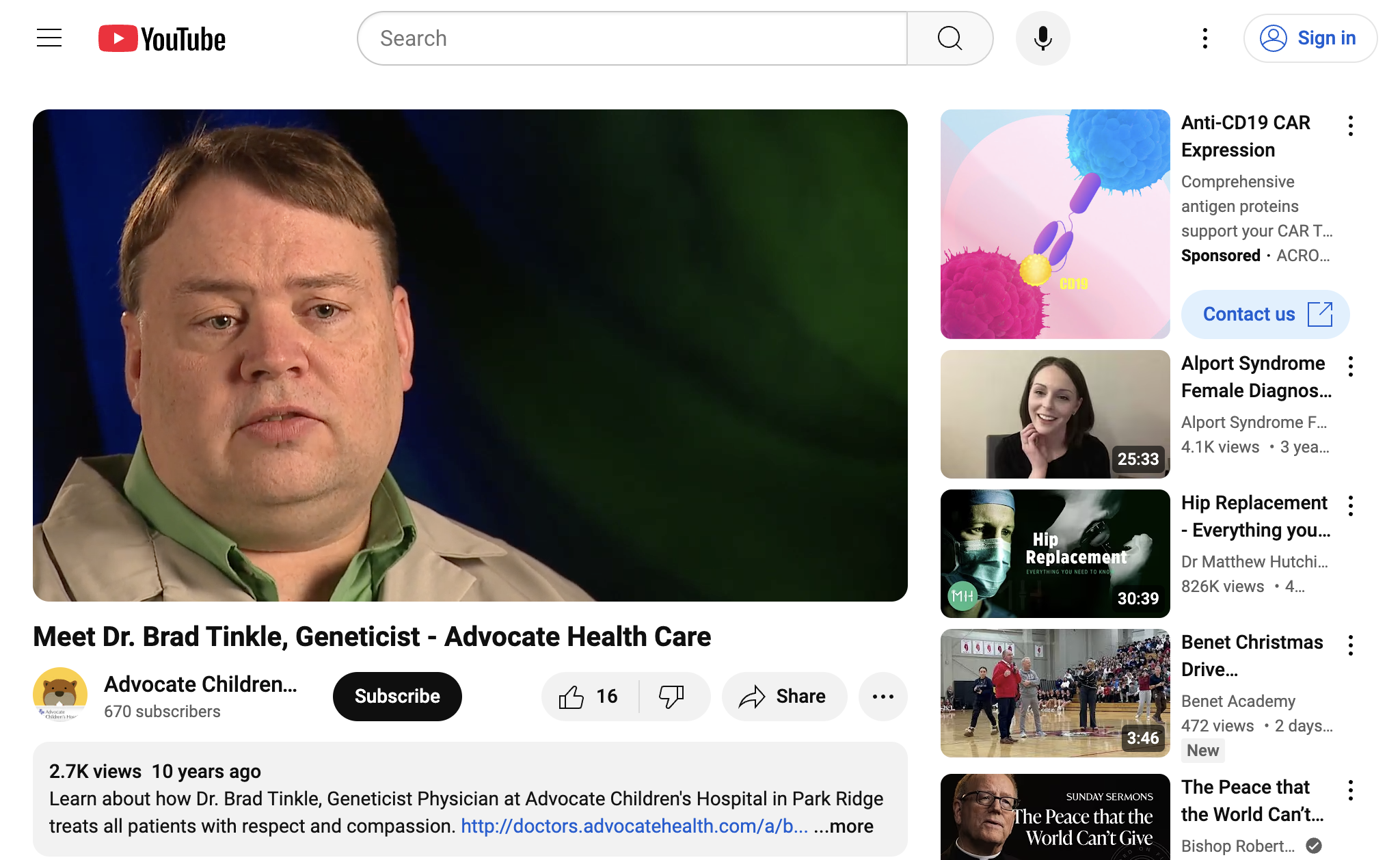 Meet Dr. Brad Tinkle, Geneticist - Advocate Health Care