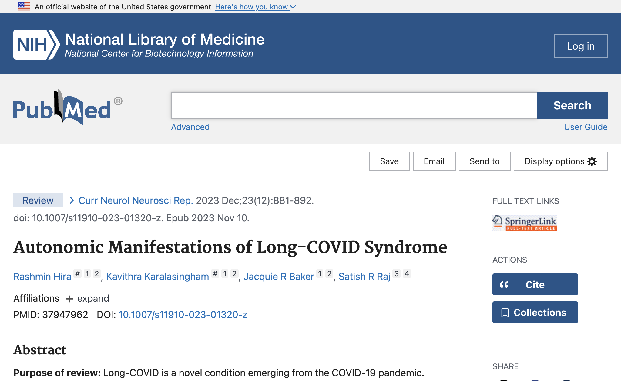Autonomic Manifestations of Long-COVID Syndrome.