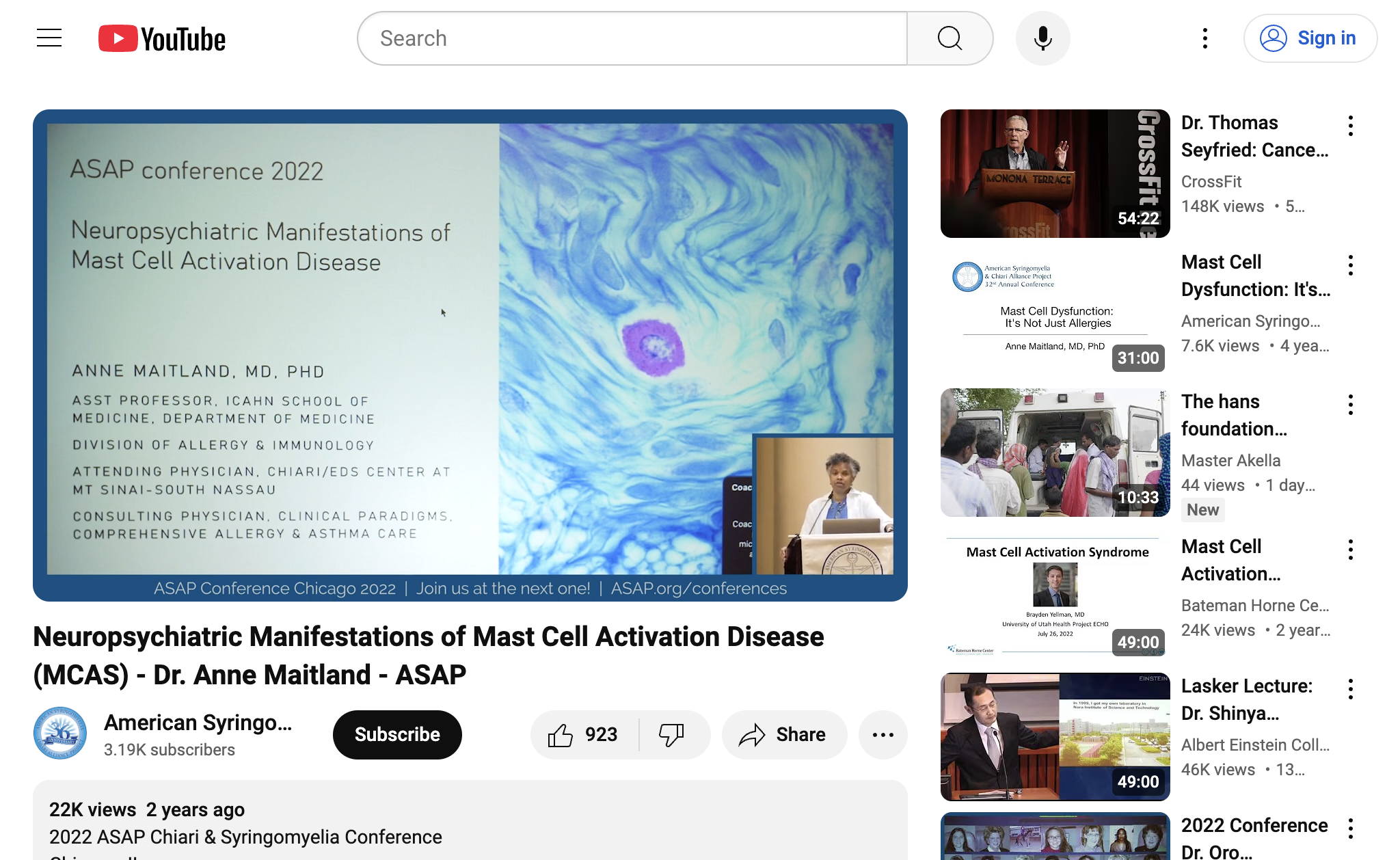 Neuropsychiatric Manifestations of Mast Cell Activation Disease (MCAS) - Dr. Anne Maitland - ASAP