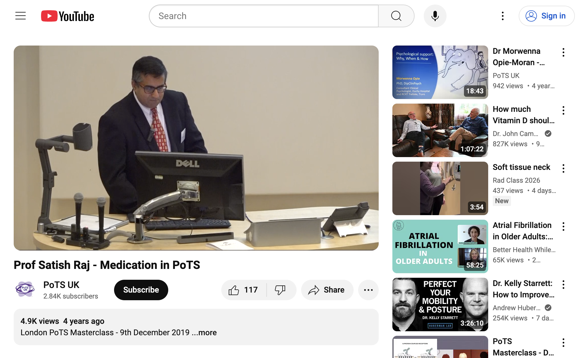 Prof Satish Raj - Medication in PoTS