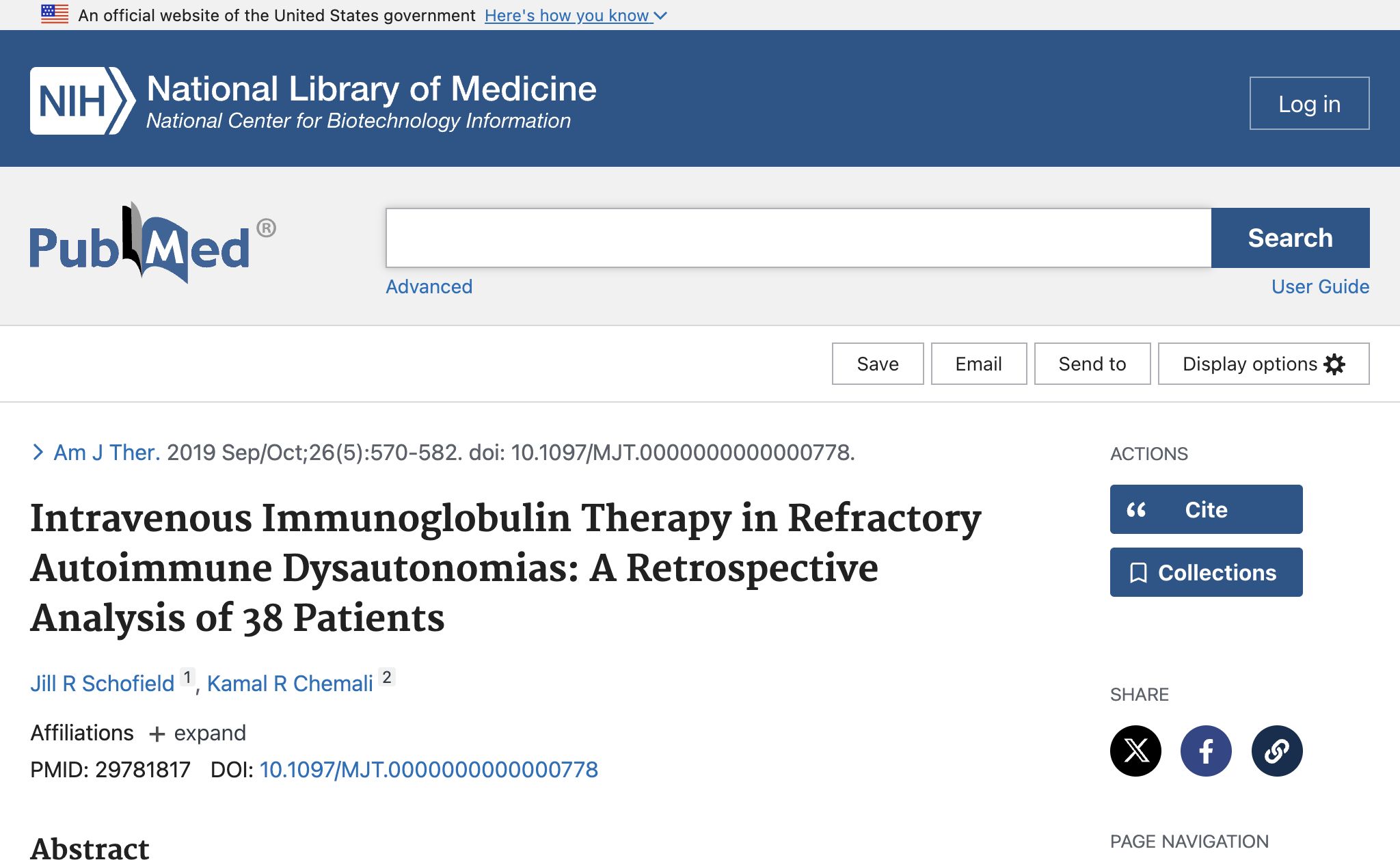 Intravenous Immunoglobulin Therapy in Refractory Autoimmune Dysautonomias: A Retrospective Analysis of 38 Patients.