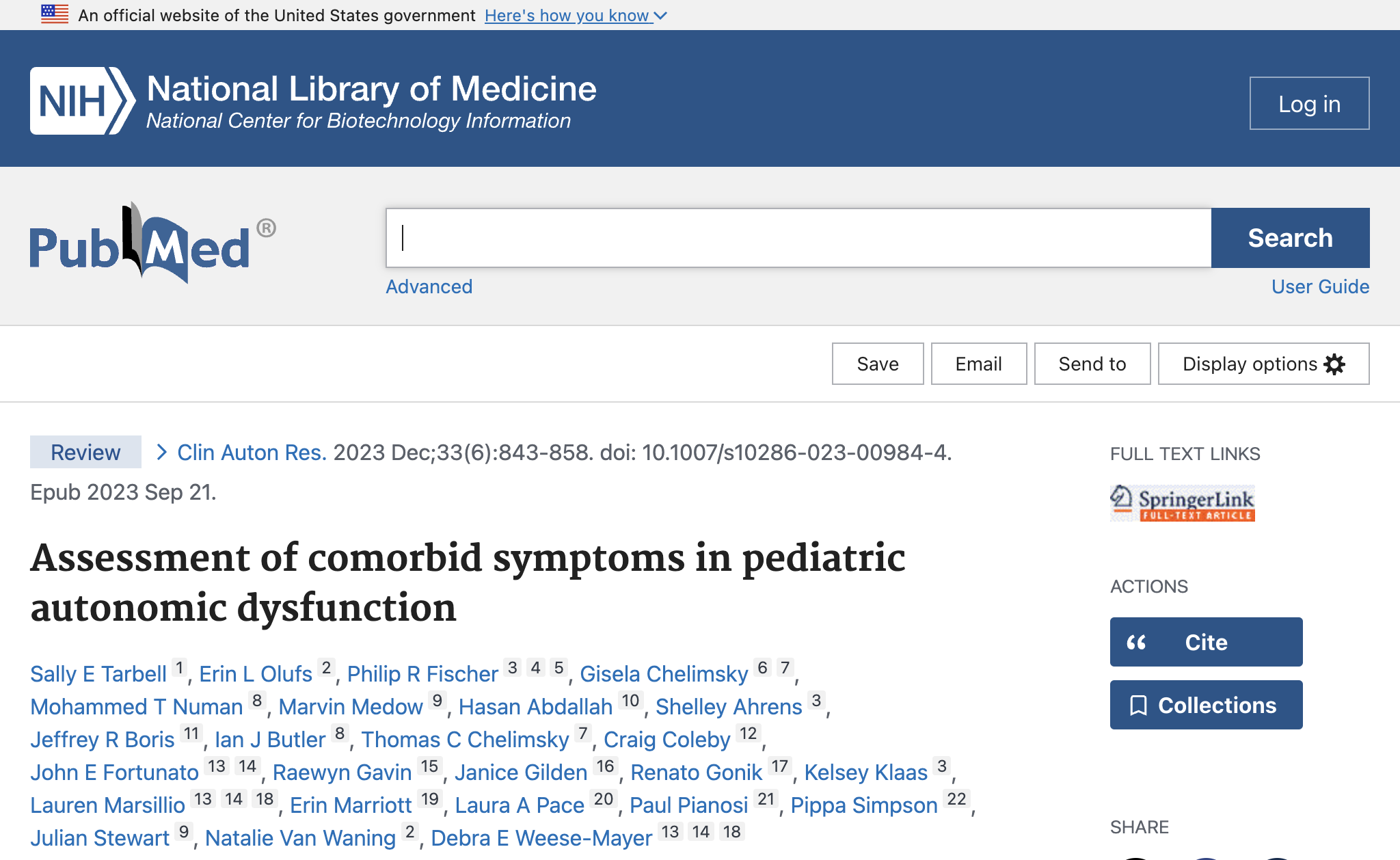 Assessment of comorbid symptoms in pediatric autonomic dysfunction.