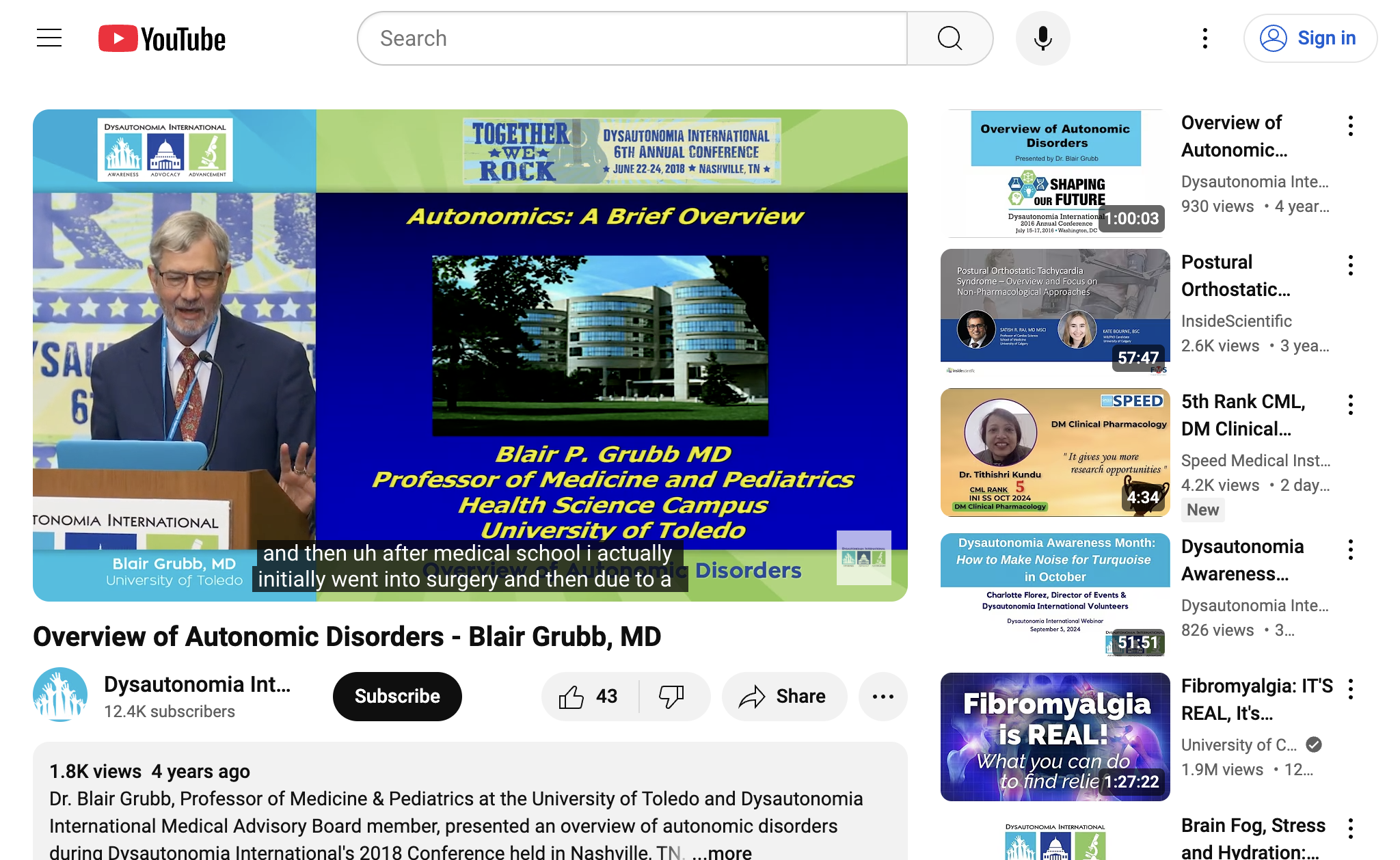 Overview of Autonomic Disorders - Blair Grubb, MD