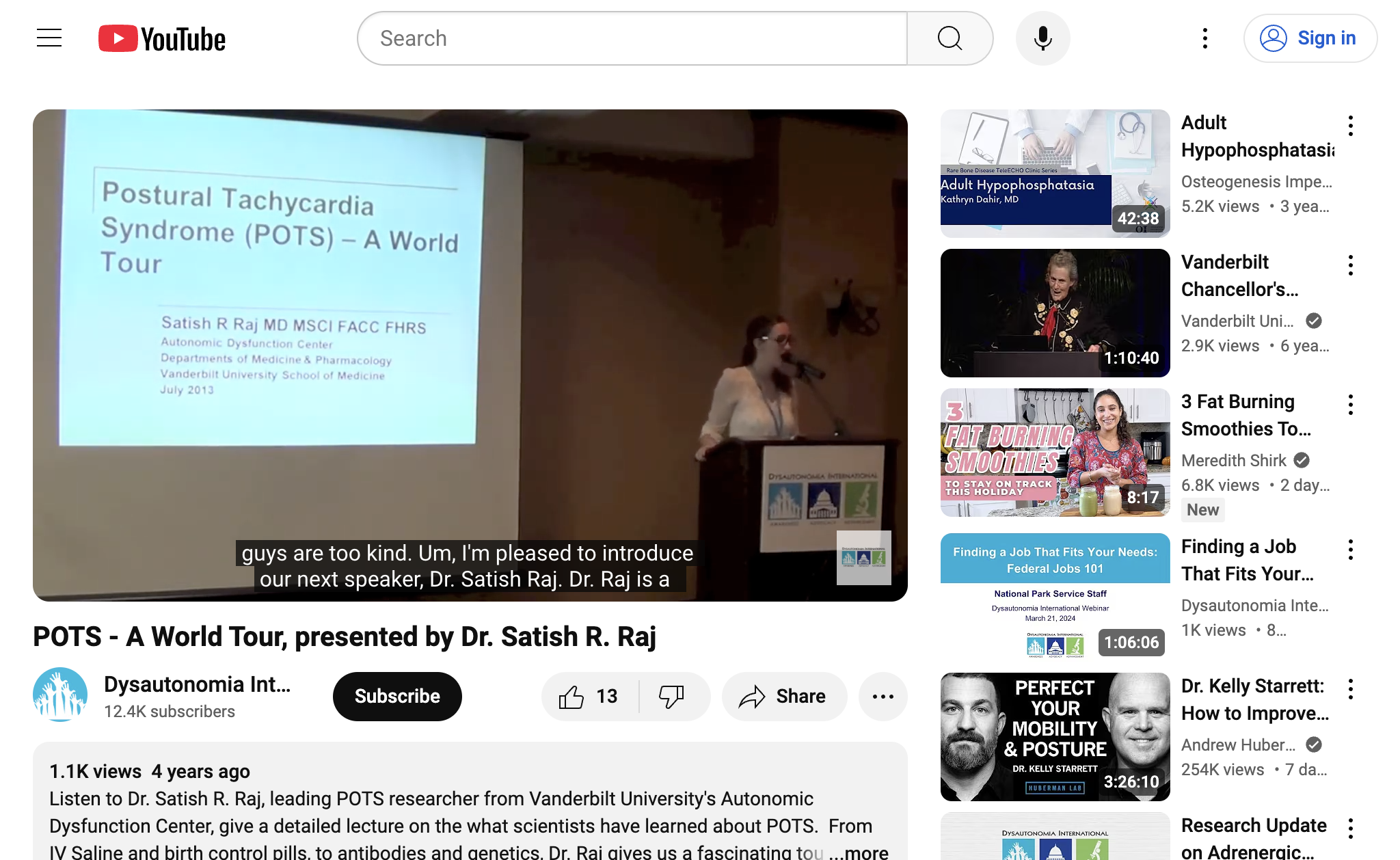 POTS - A World Tour, presented by Dr. Satish R. Raj