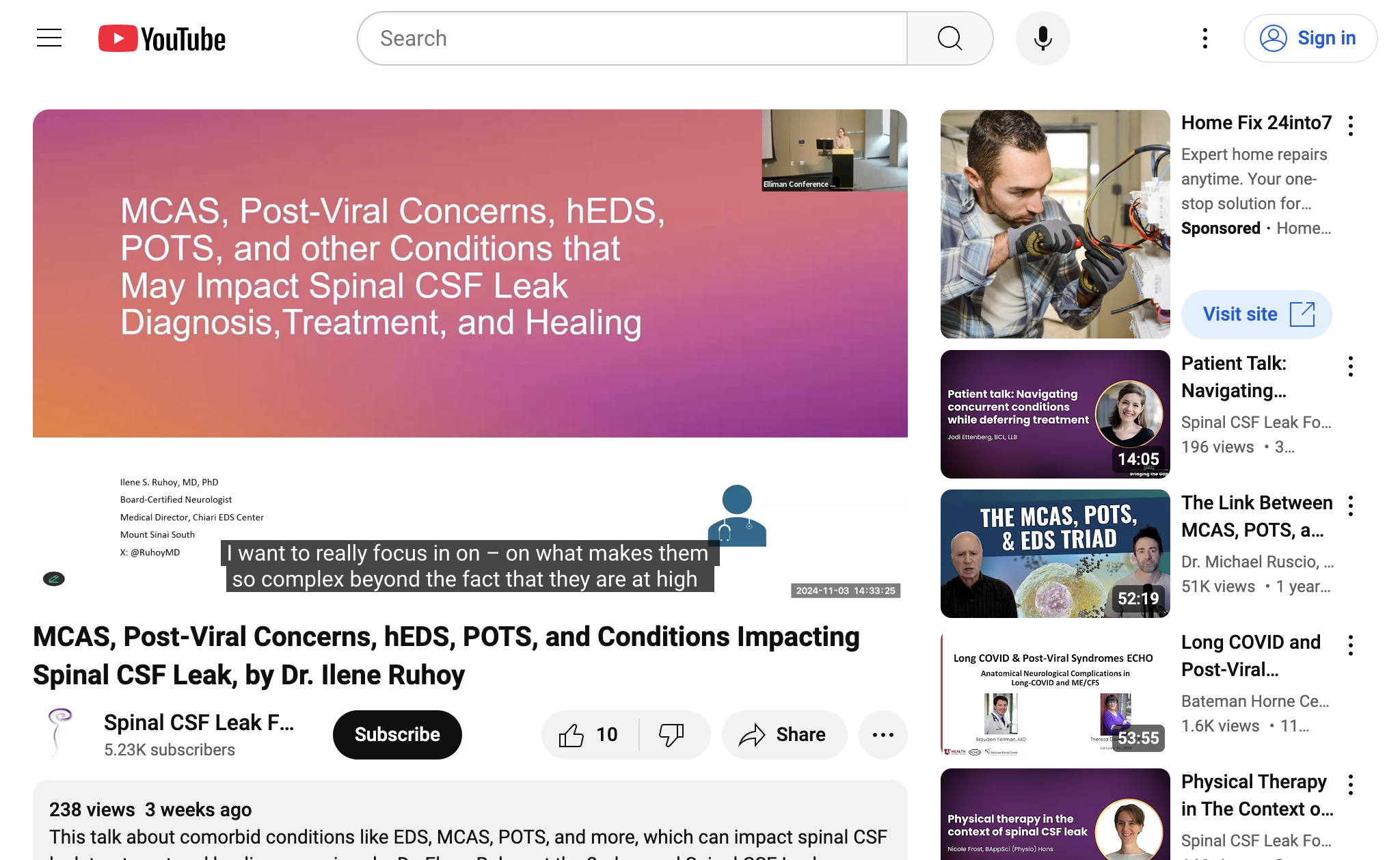 MCAS, Post-Viral Concerns, hEDS, POTS, and Conditions Impacting Spinal CSF Leak, by Dr. Ilene Ruhoy