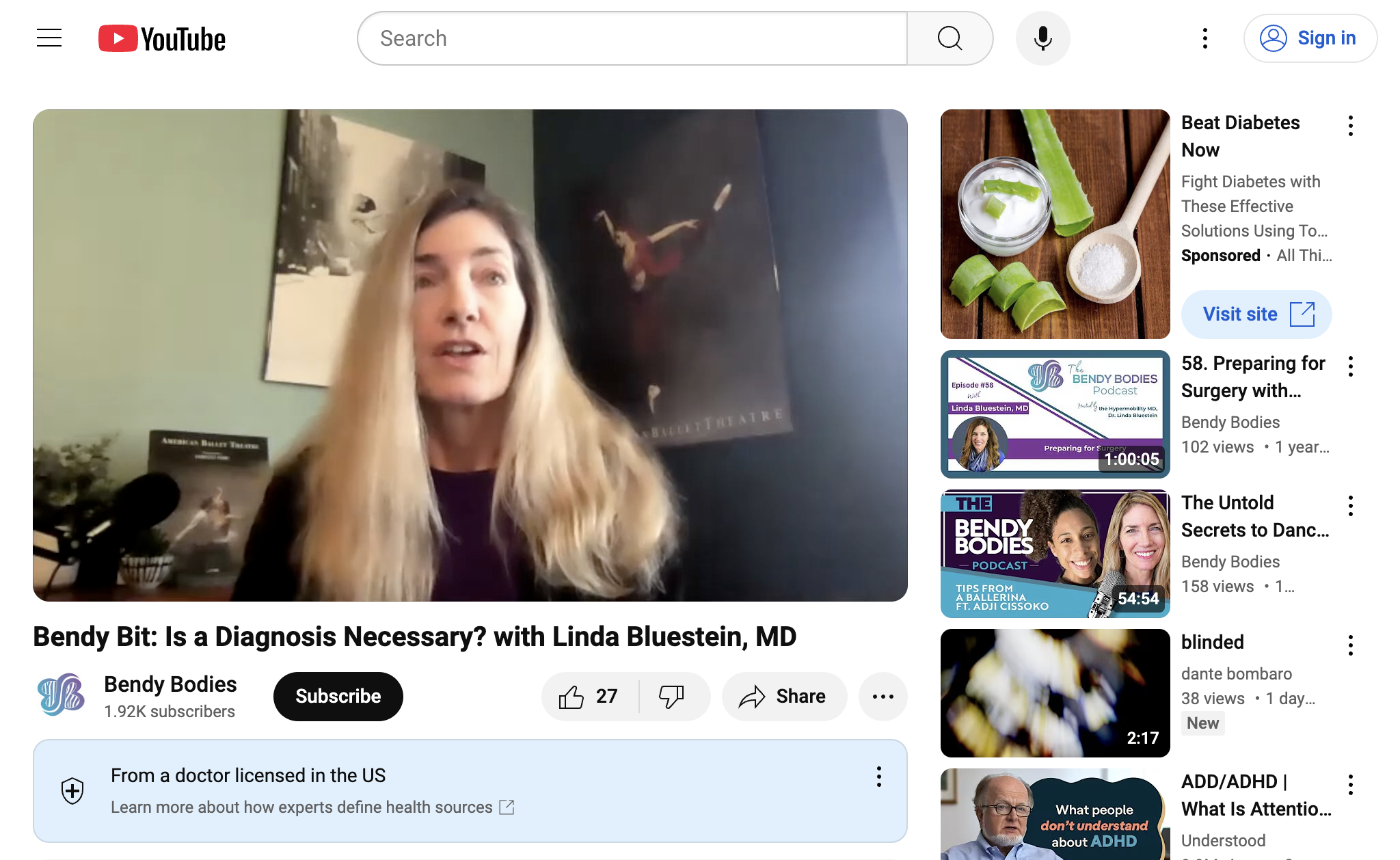 Bendy Bit: Is a Diagnosis Necessary? with Linda Bluestein, MD