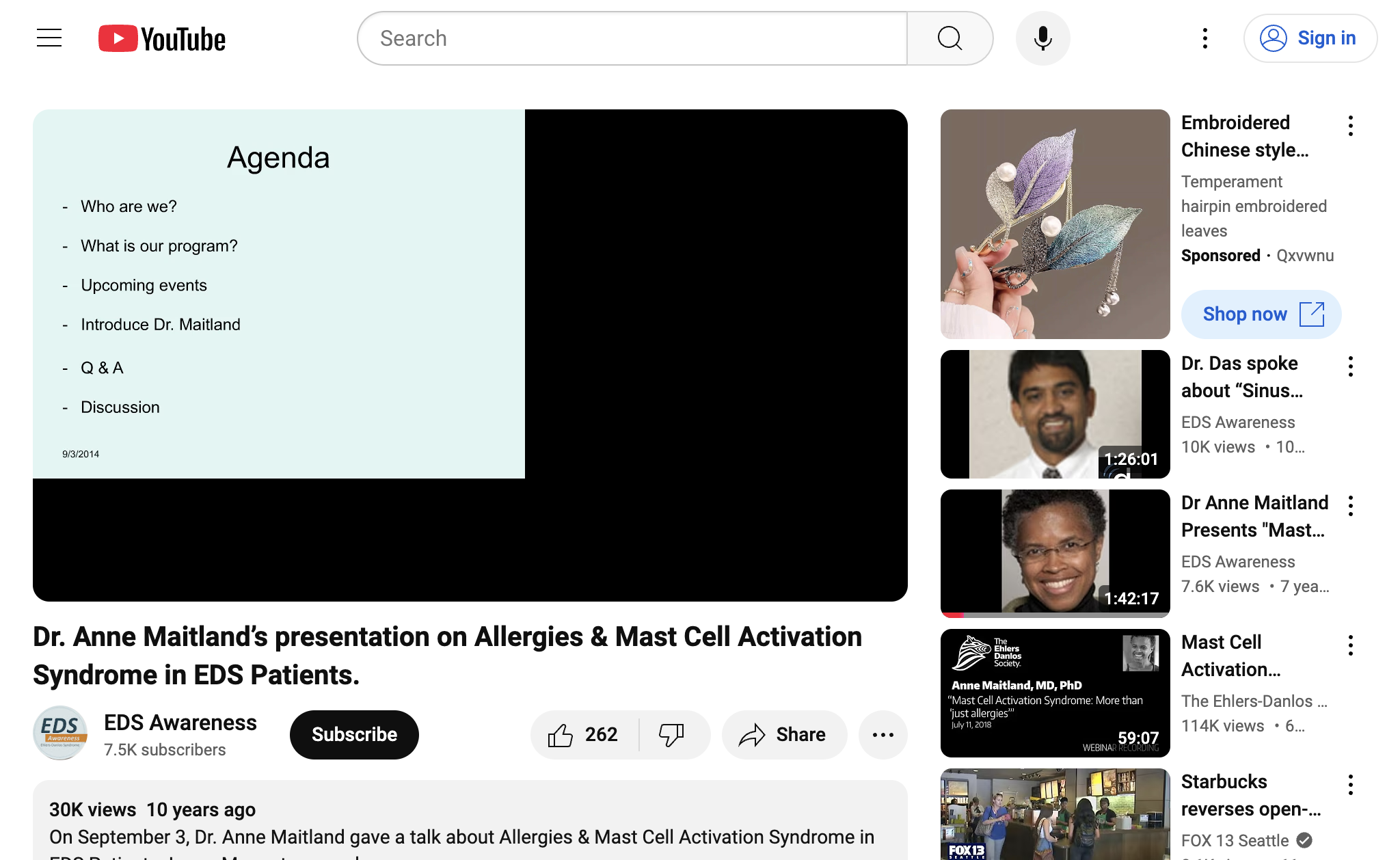 Dr. Anne Maitland’s presentation on Allergies & Mast Cell Activation Syndrome in EDS Patients.