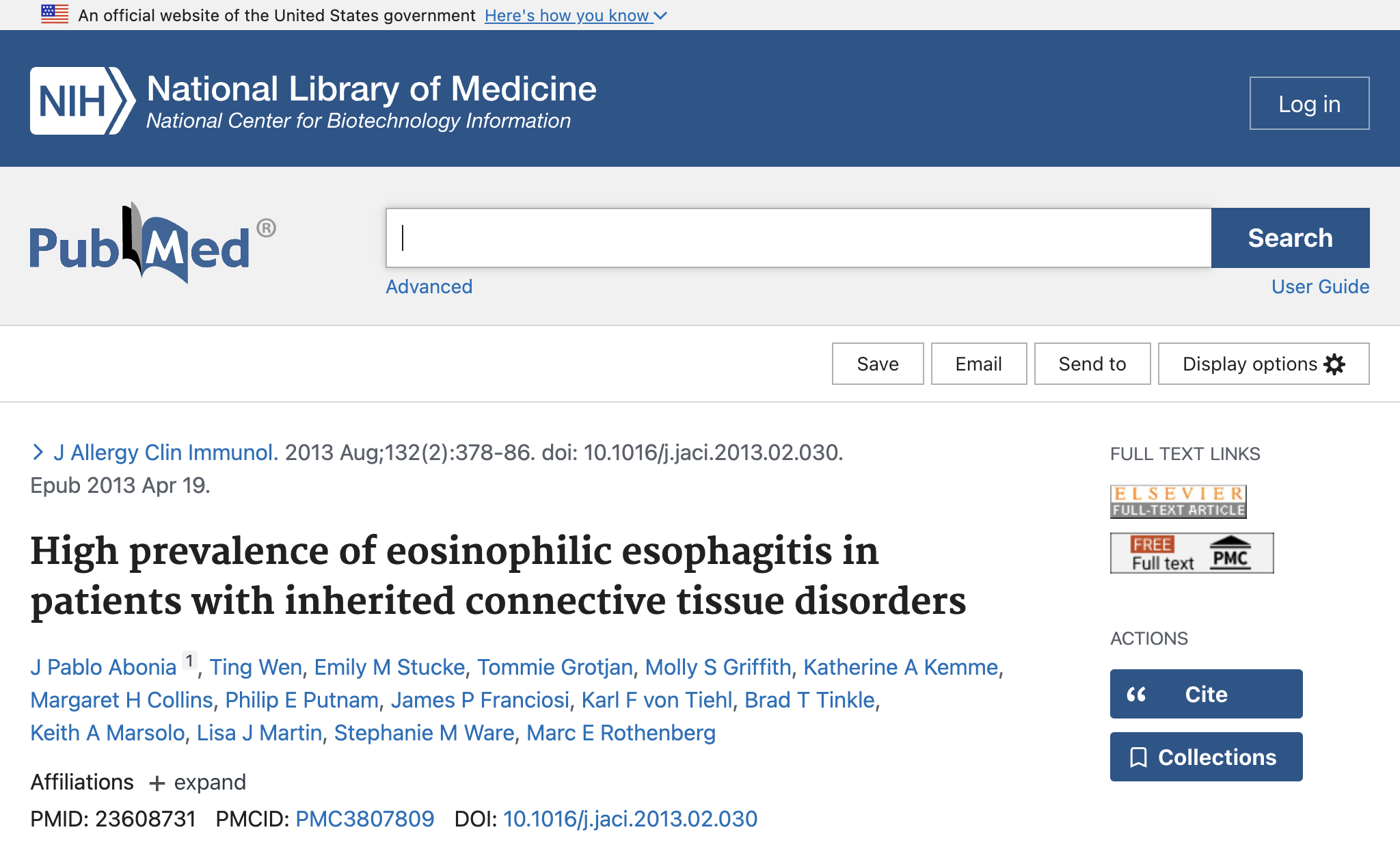 High prevalence of eosinophilic esophagitis in patients with inherited connective tissue disorders.
