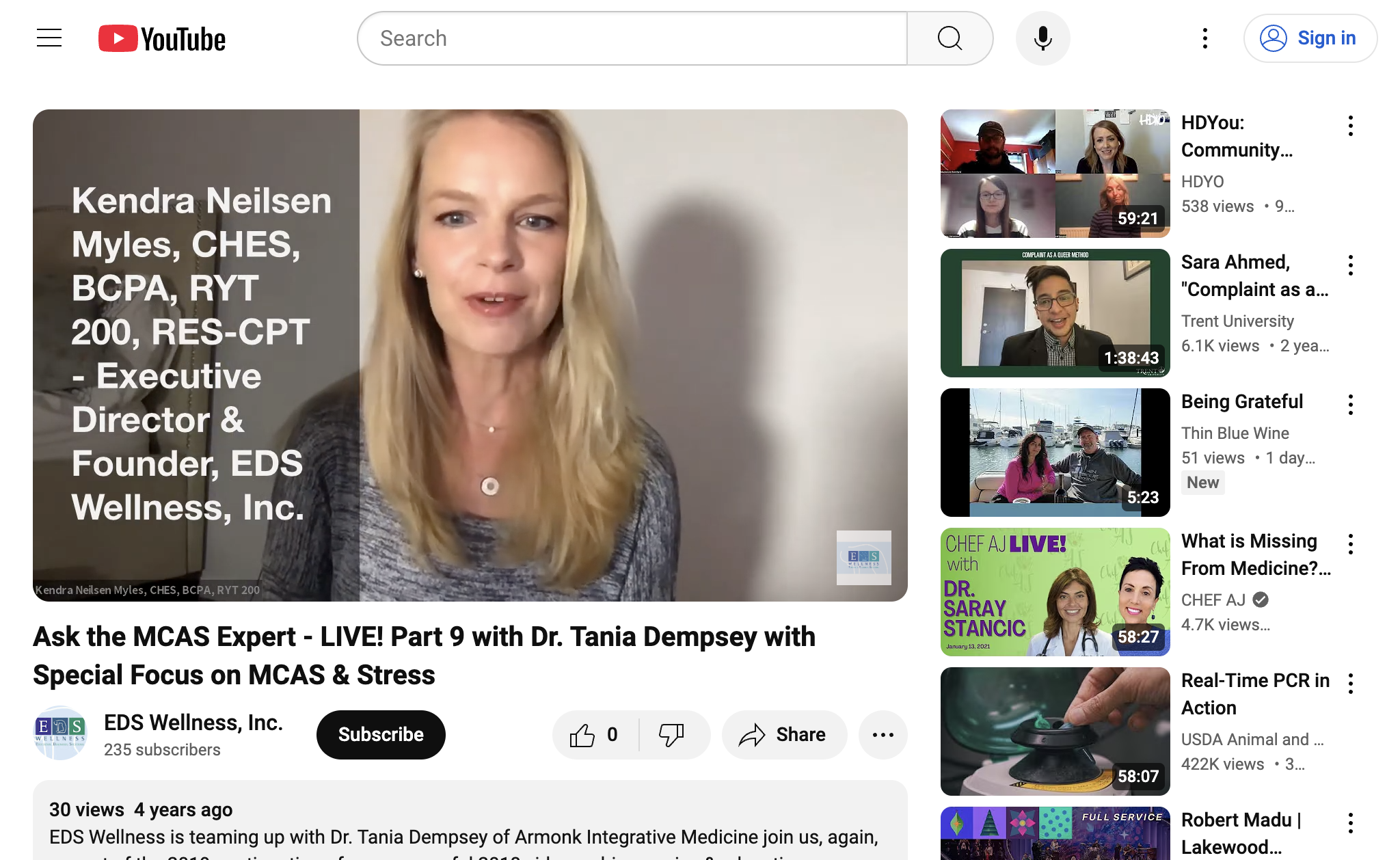 Ask the MCAS Expert - LIVE! Part 9 with Dr. Tania Dempsey with Special Focus on MCAS & Stress