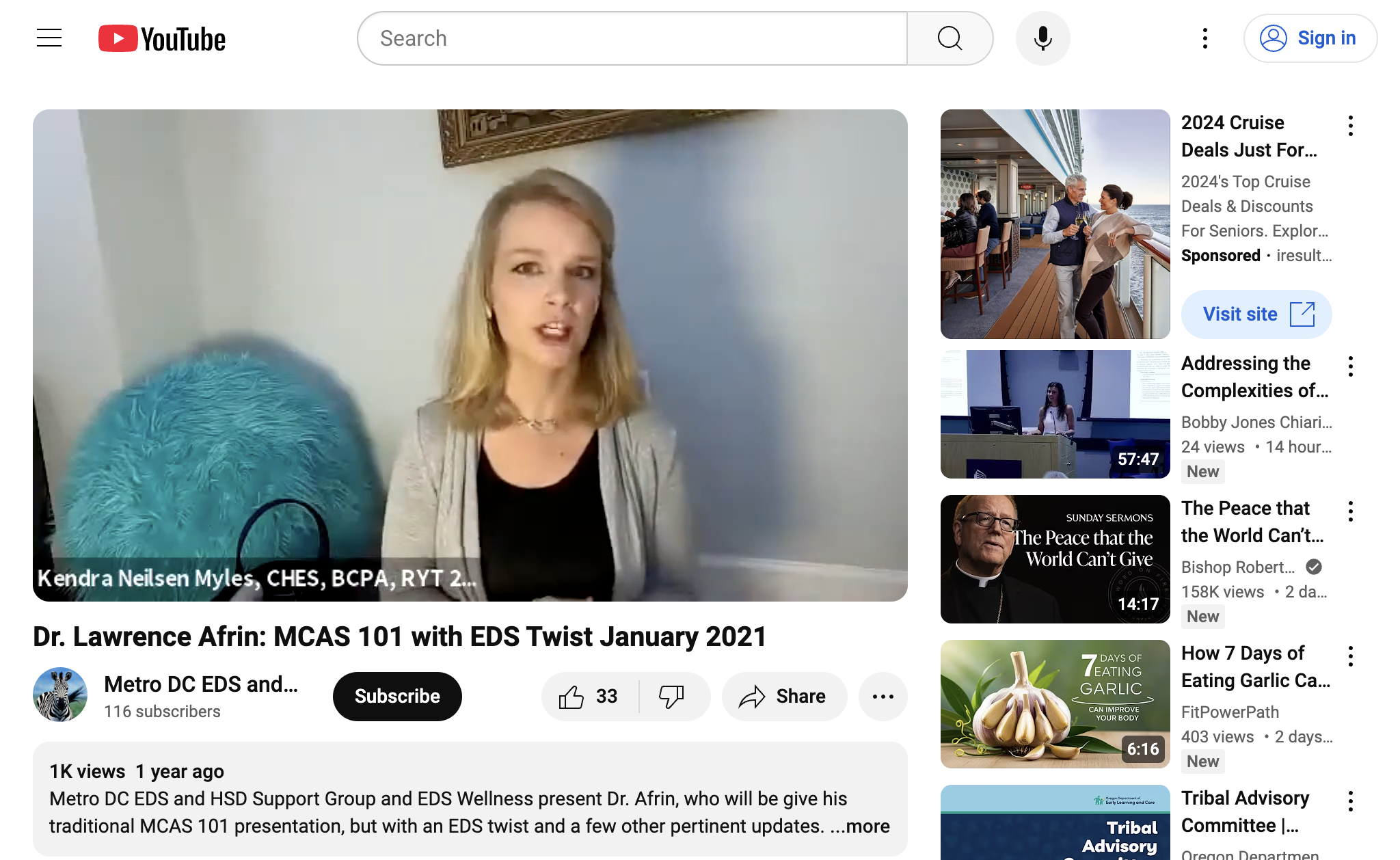 Dr. Lawrence Afrin: MCAS 101 with EDS Twist  January 2021